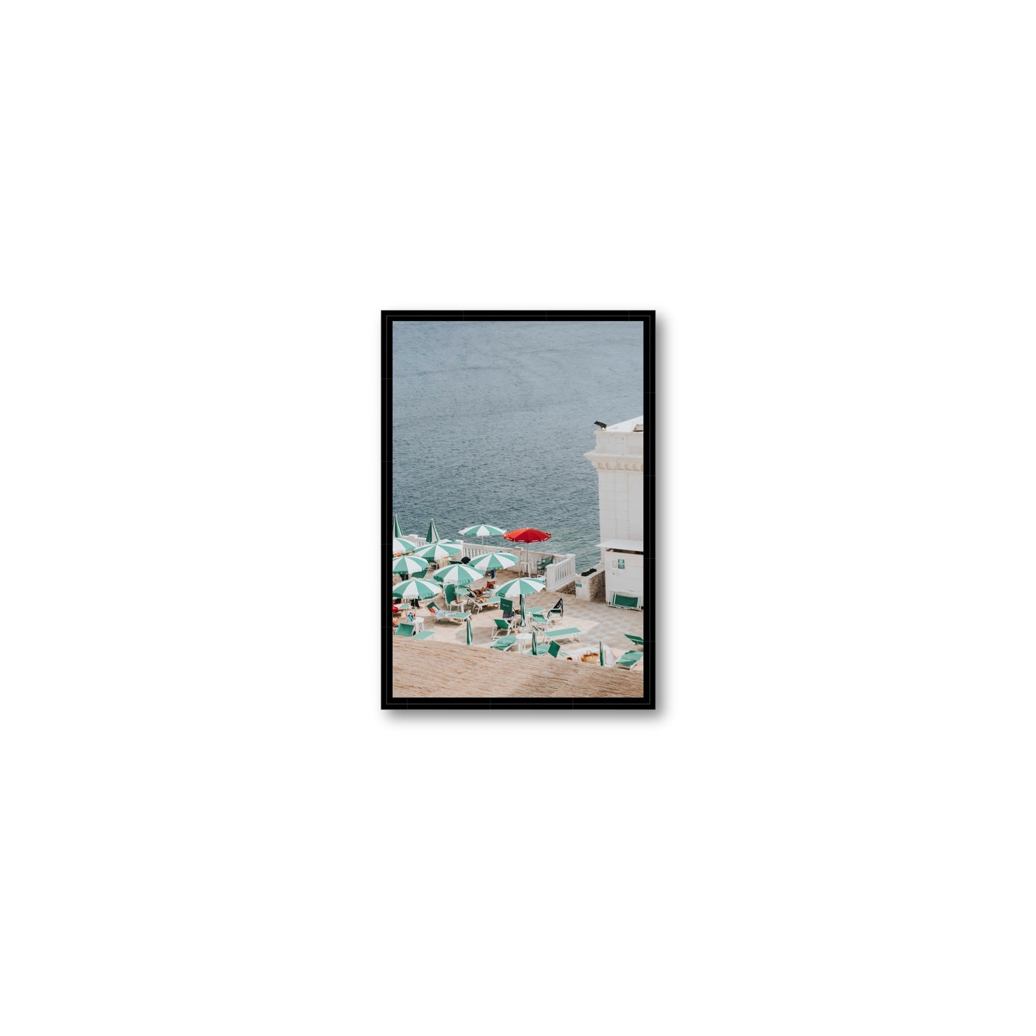 Lido Italiano Puglia beach Italian wall art Small fine art canvas in black float frame