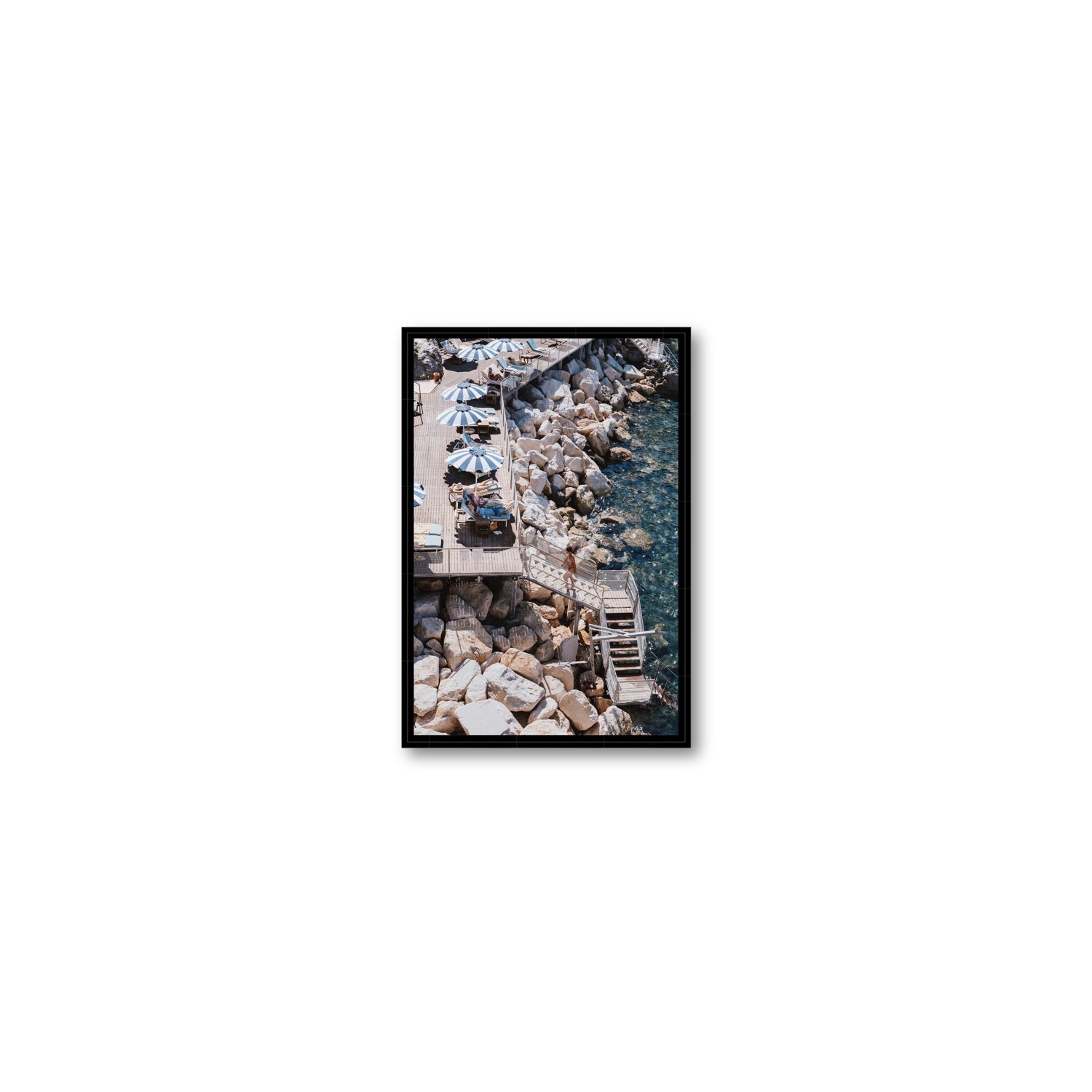 Life On The Shore fine art print, Ischia, Italy, Small, Black Float Frame, Fine Art Canvas