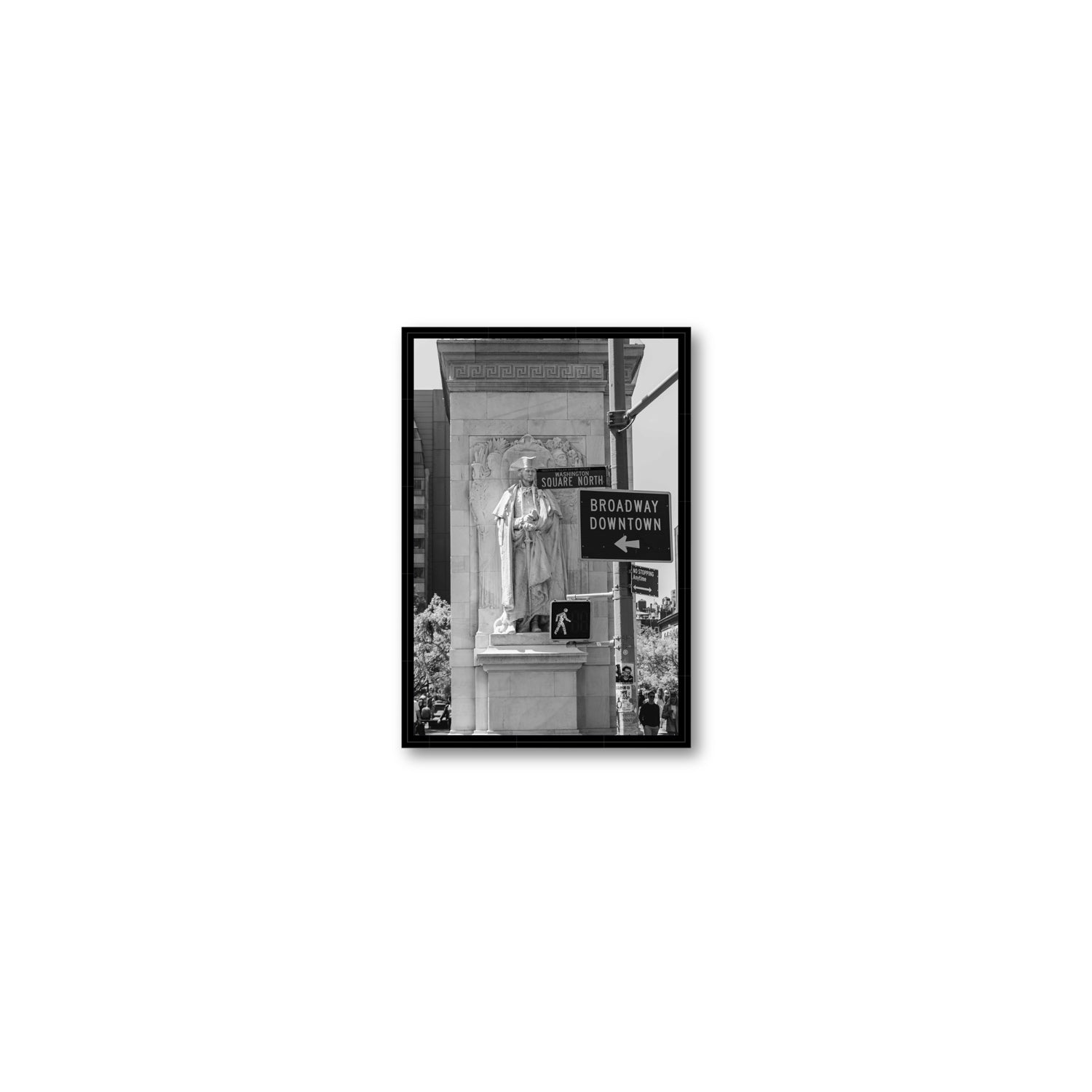 Silent Sentinels New York NYC Black & White wall art Small fine art canvas in black float frame