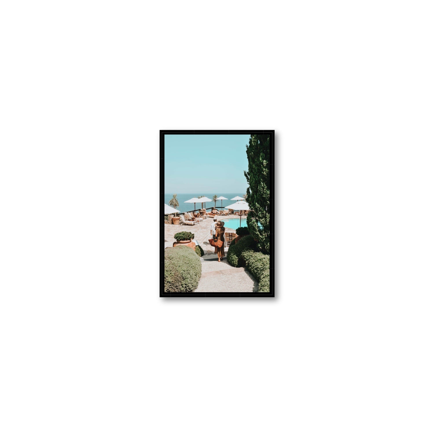 The World Is Your Catwalk Tuscany coastal wall art Small fine art canvas in black float frame