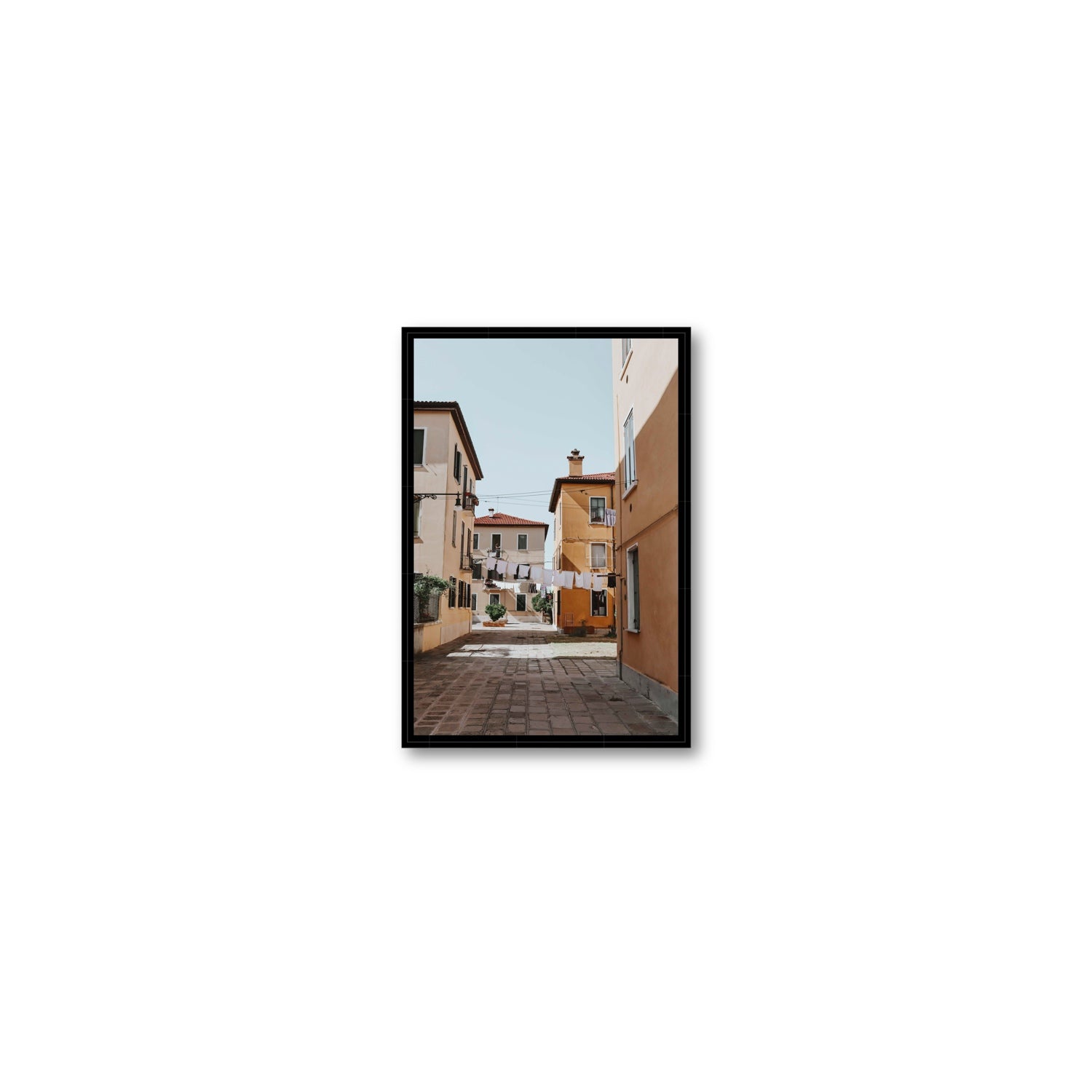 Terraferma Venice Italian wall art Small fine art canvas in black float frame