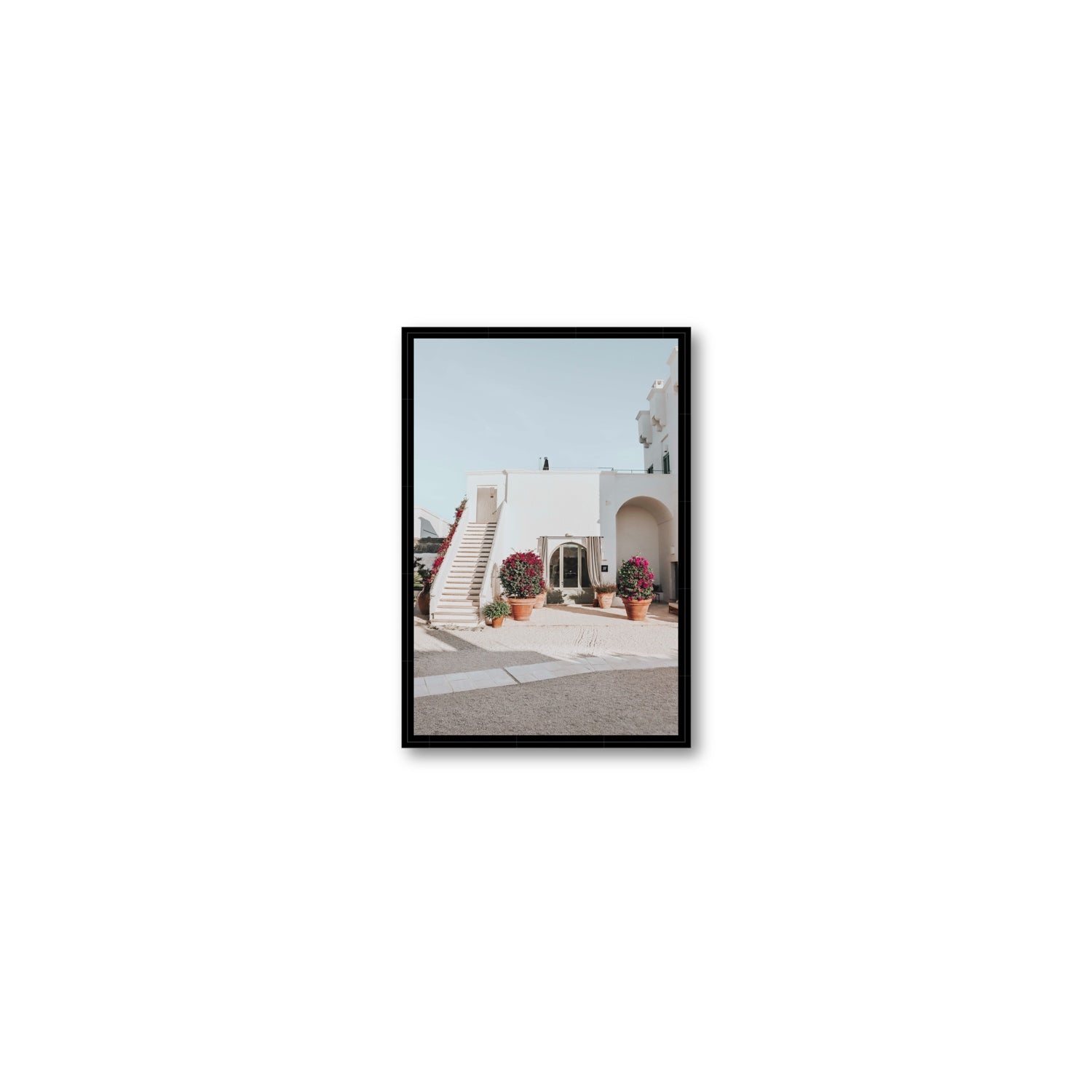 Scala Fiorita Puglia Mediterranean wall art Small fine art canvas in black float frame