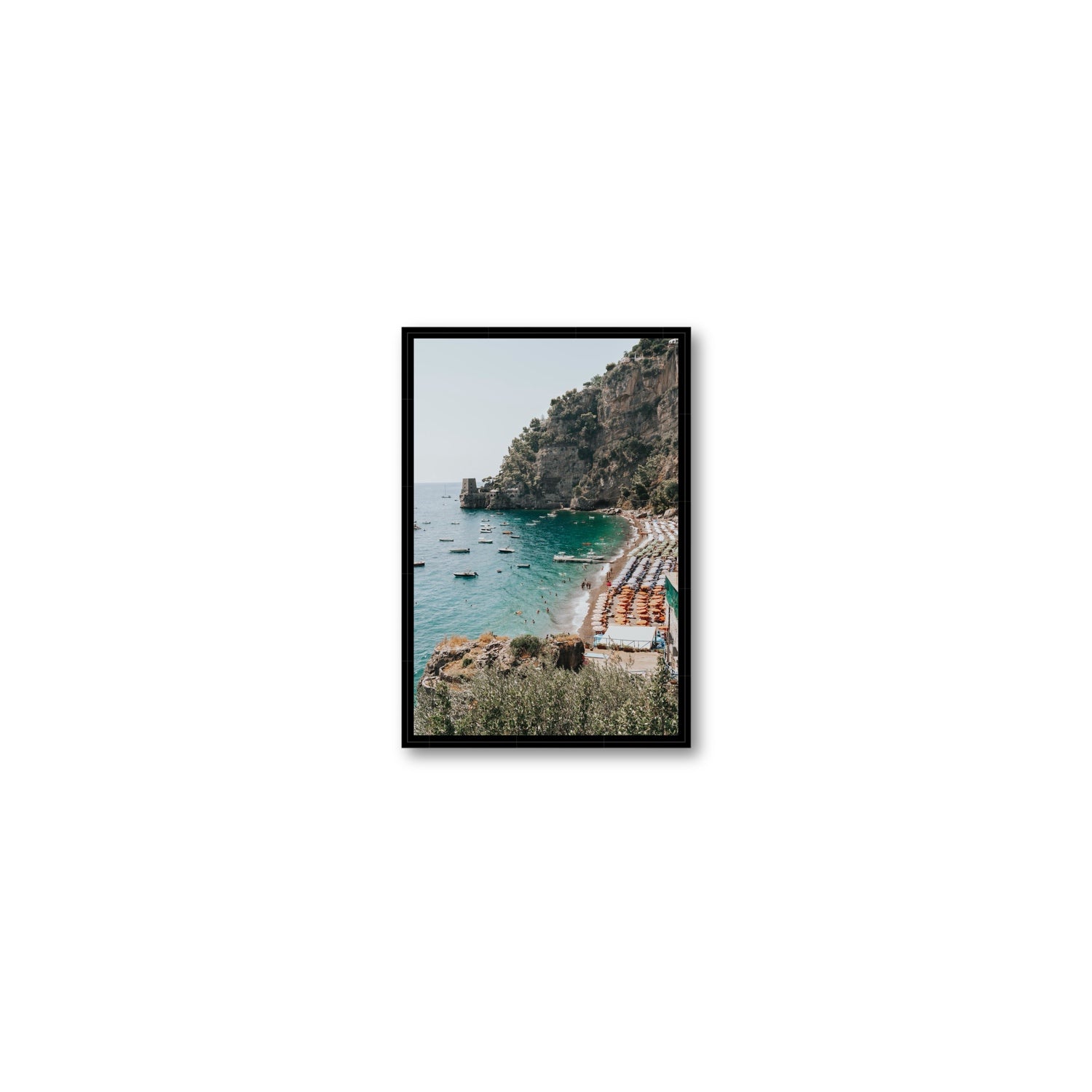 Baia dei Sogni fine art print, Positano, Italy, Small, Black Float Frame, Fine Art Canvas