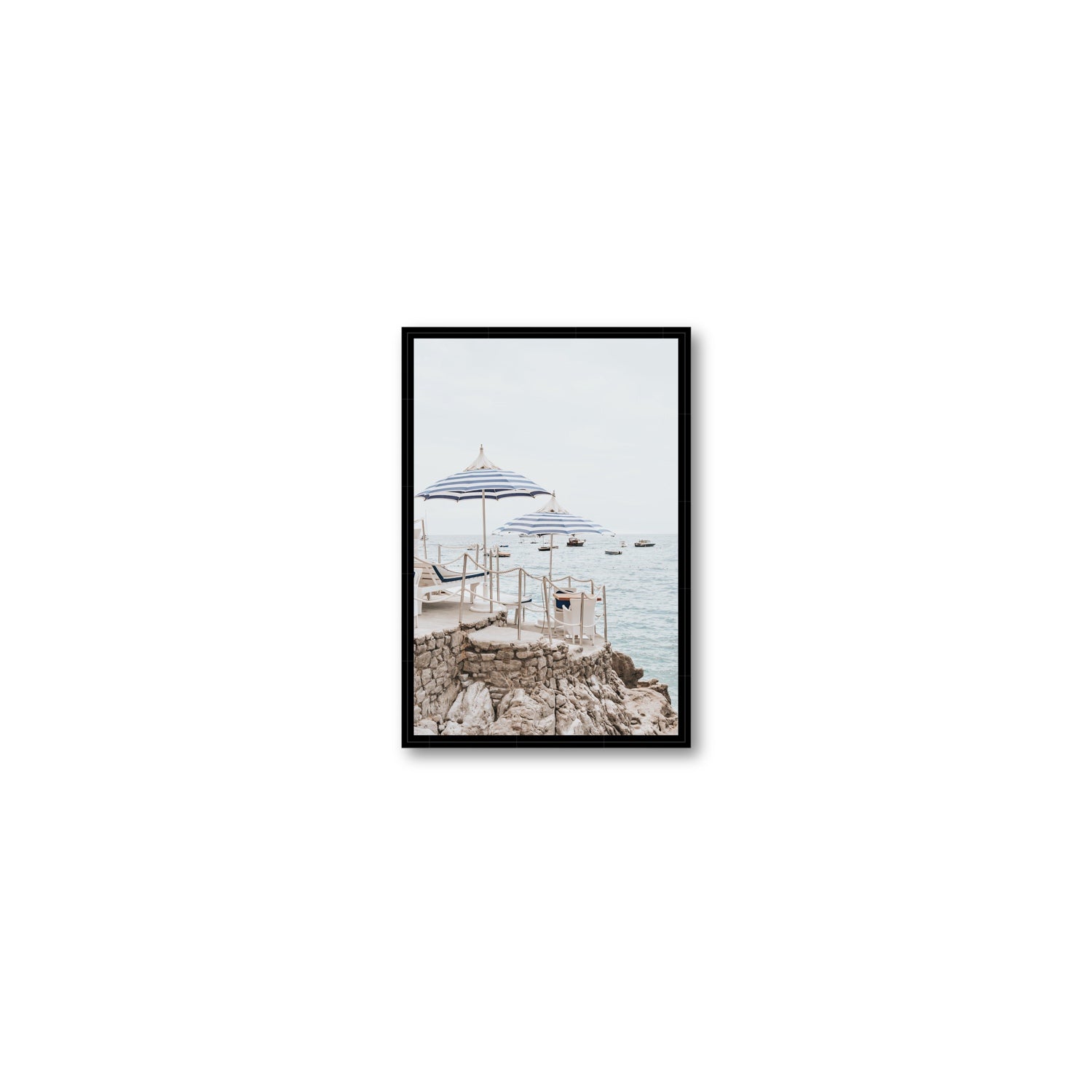 La Scogliera fine art print, Positano, Italy, Small, Black Float Frame, Fine Art Canvas