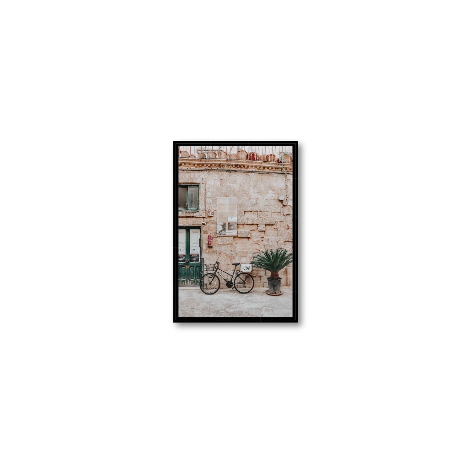 Salento Streets Puglia Lecce Italian wall art Small fine art canvas in black float frame