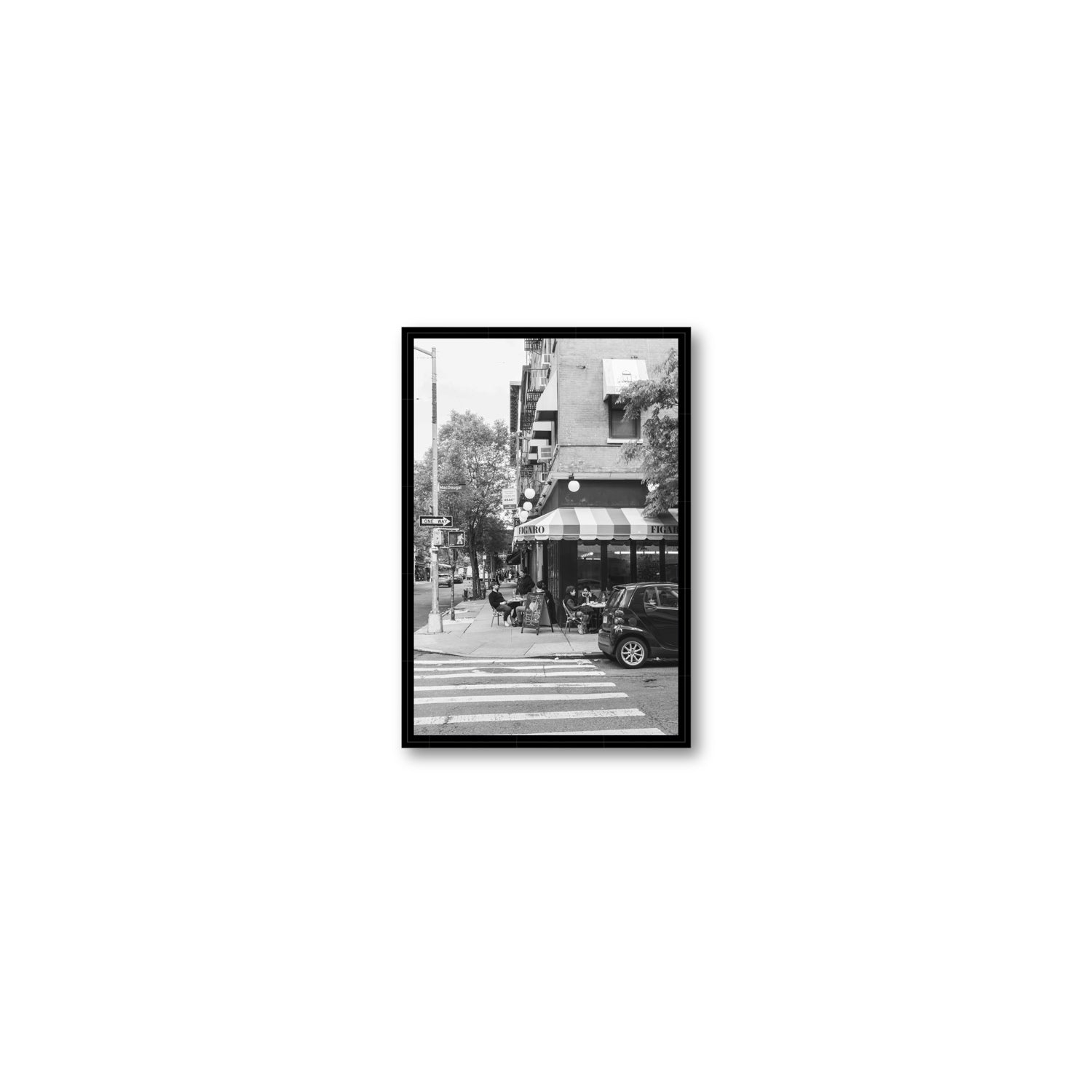 Figaro New York NYC Black & White wall art Small fine art canvas in black float frame