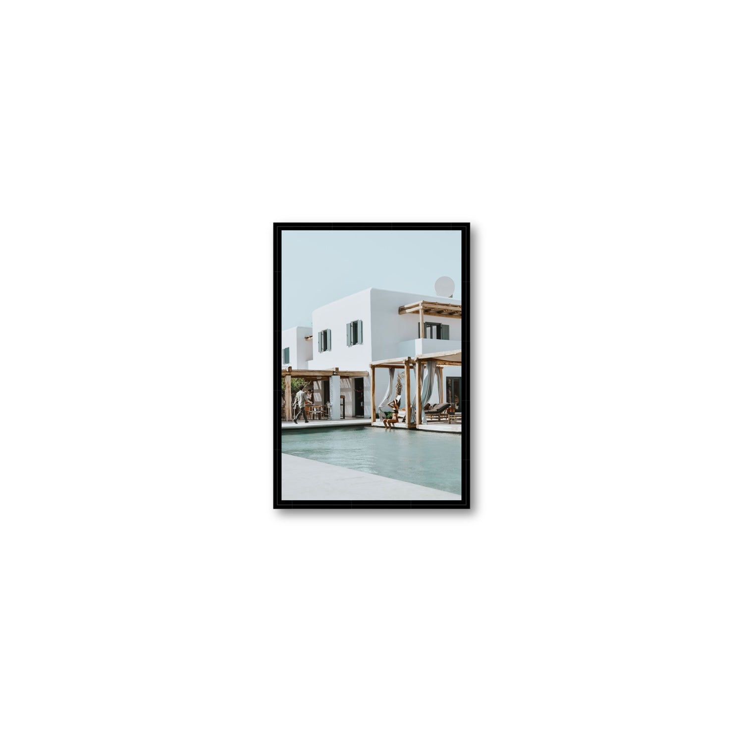 Aphrodite Mykonos Greek island wall art Small fine art canvas in black float frame