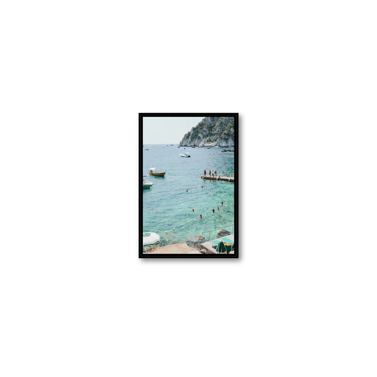 Delizia Pomeridiana Capri coastal wall art Small fine art canvas in black float frame