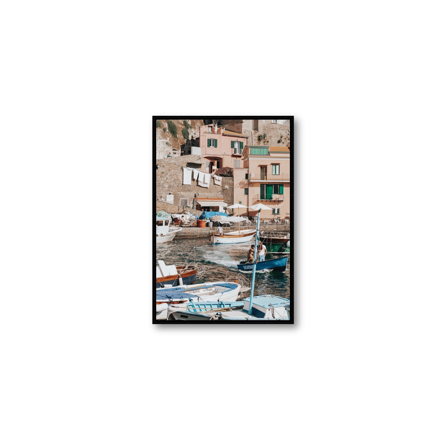 Coastal Carousel fine art print, Sorrento, Italy, Medium, Black Float Frame, Fine Art Canvas