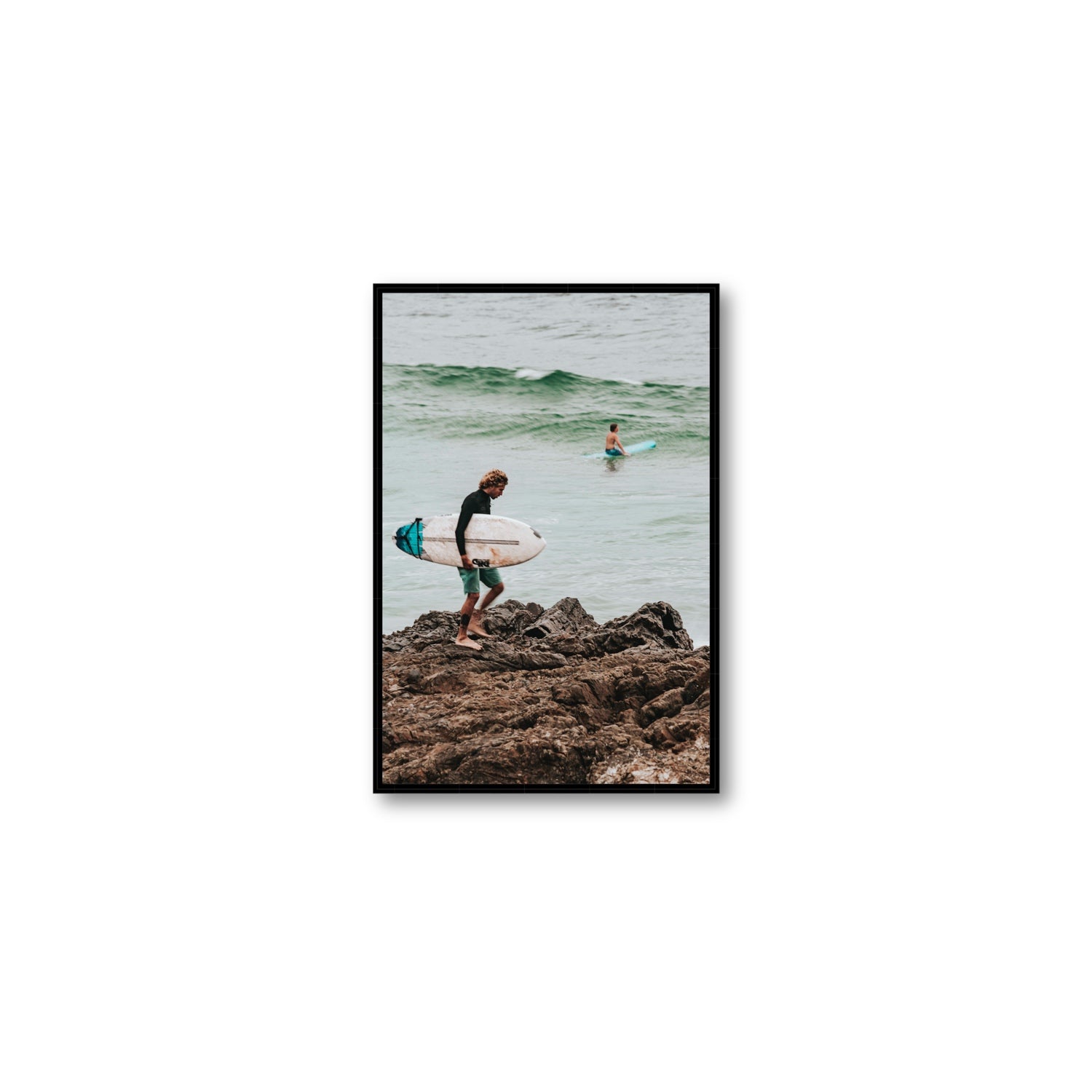 Not All Who Wander Are Lost Byron Bay Surf wall art Medium fine art canvas in black float frame