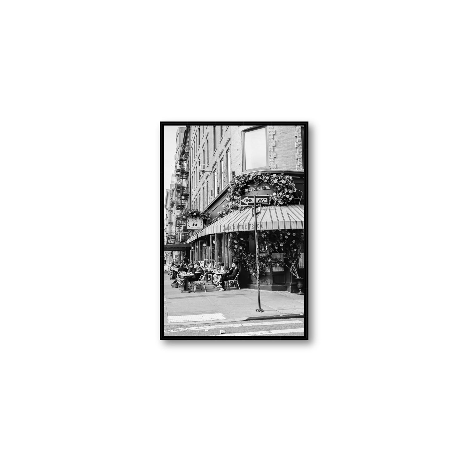 Freda's Feast New York NYC Black & White wall art Medium fine art canvas in black float frame