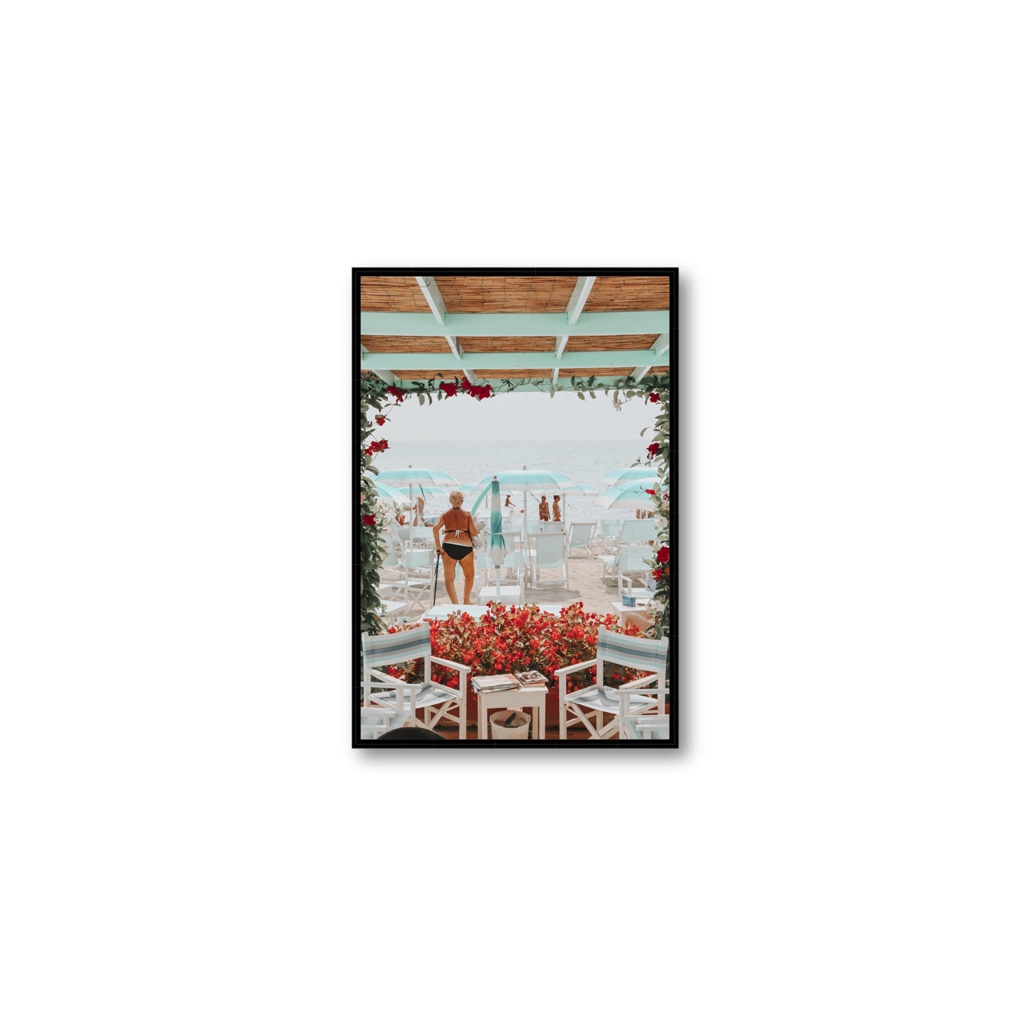 Nonna's Italian Escape Alassio Italian wall art Medium fine art canvas in black float frame