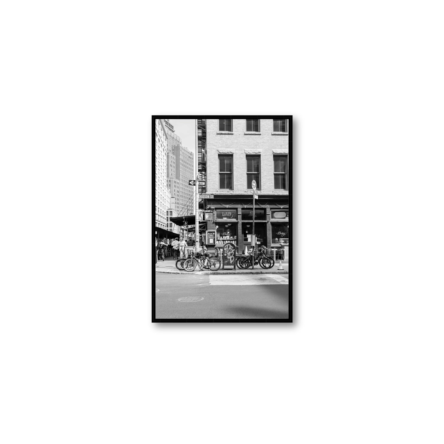 Bites Of The Big Apple New York NYC Black & White wall art Medium fine art canvas in black float frame