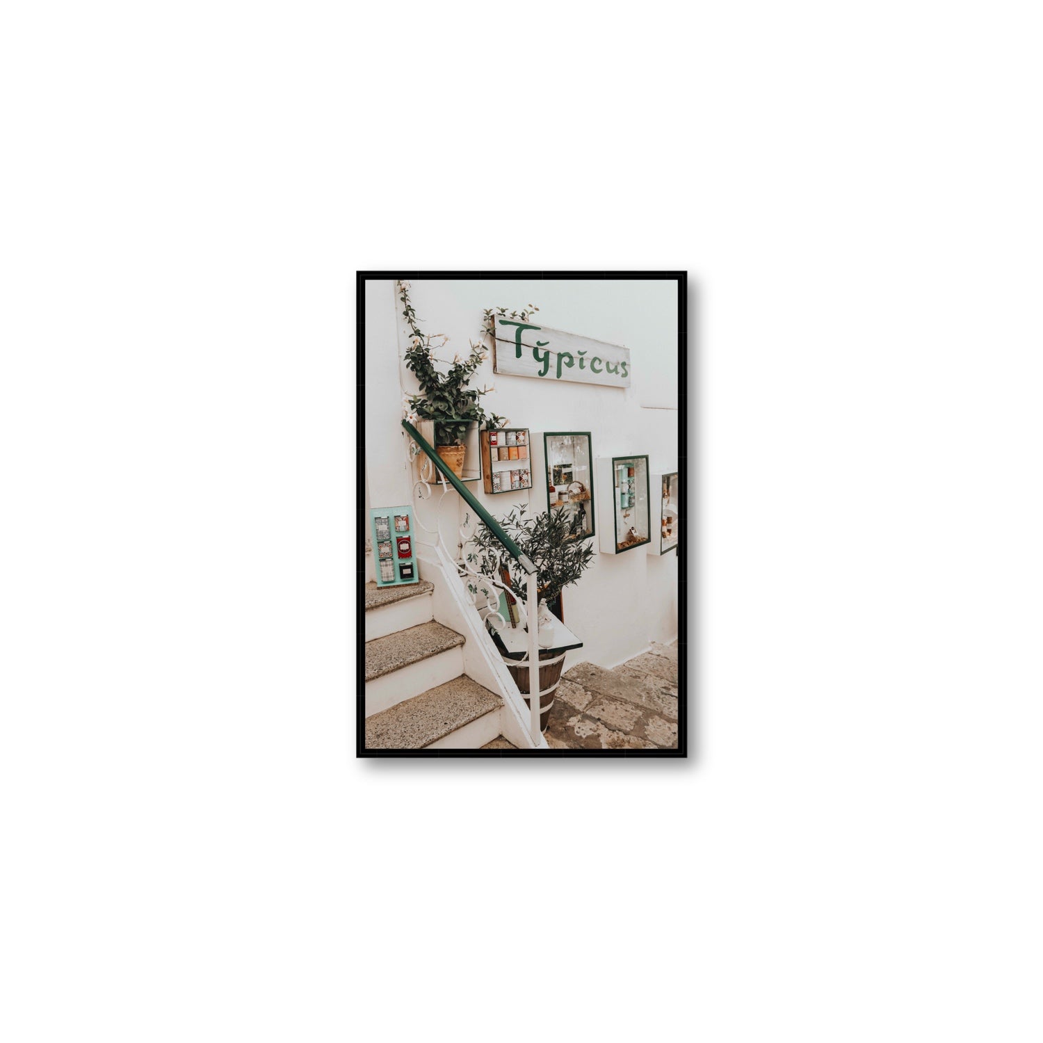 Il Negozio Puglia Ostuni wall art Medium fine art canvas in black float frame
