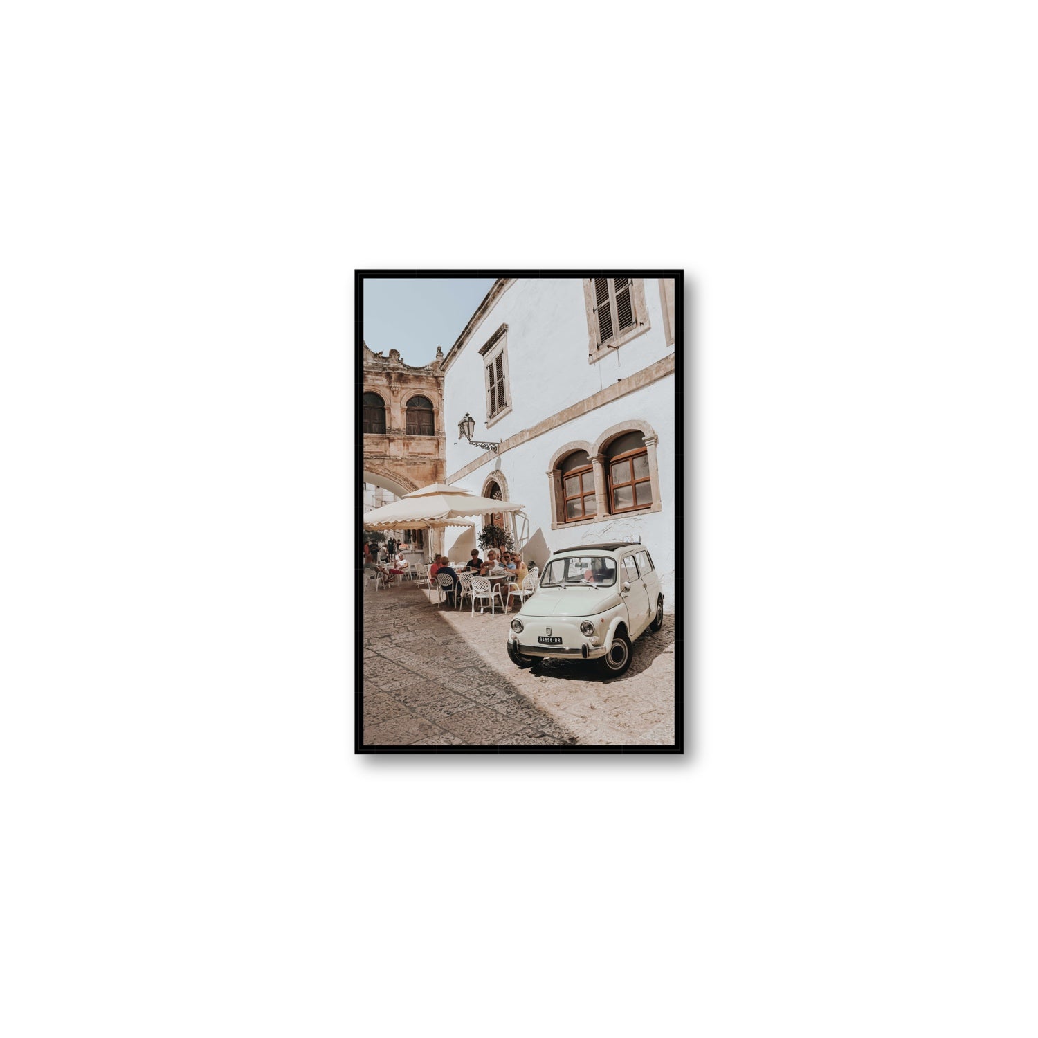 Piazza di Ostuni Puglia Italian wall art Medium fine art canvas in black float frame