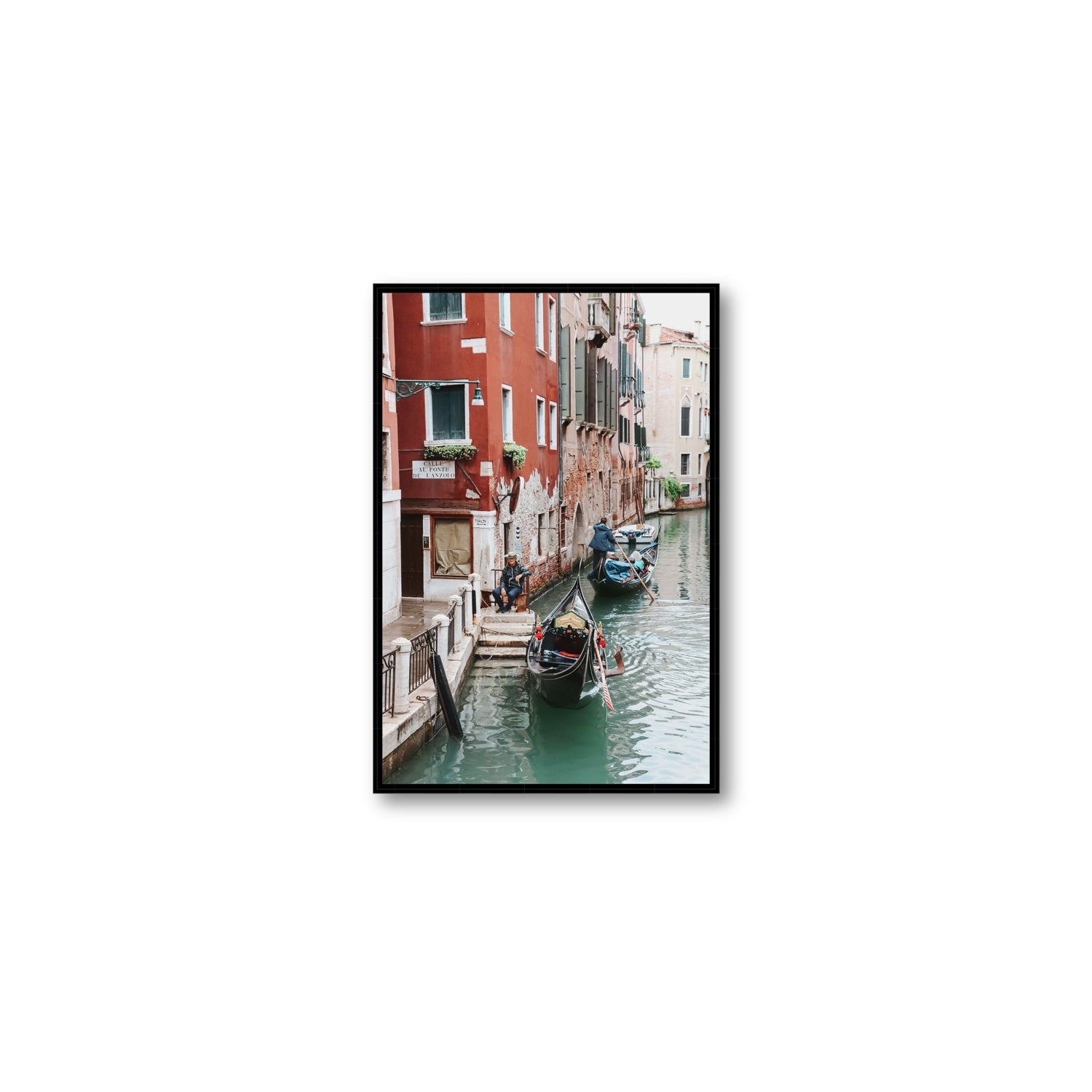 The Merchant Venice Canal Italian wall art Medium fine art canvas in black float frame