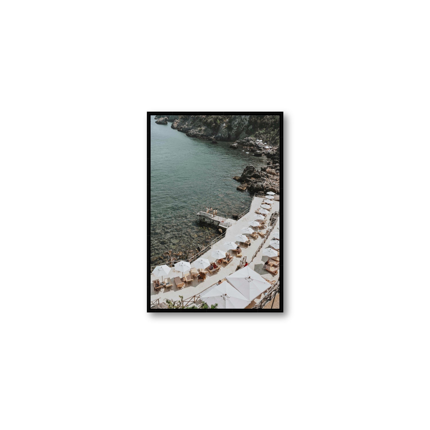 Pier Perspectives Tuscany coastal Italian wall art Medium fine art canvas in black float frame
