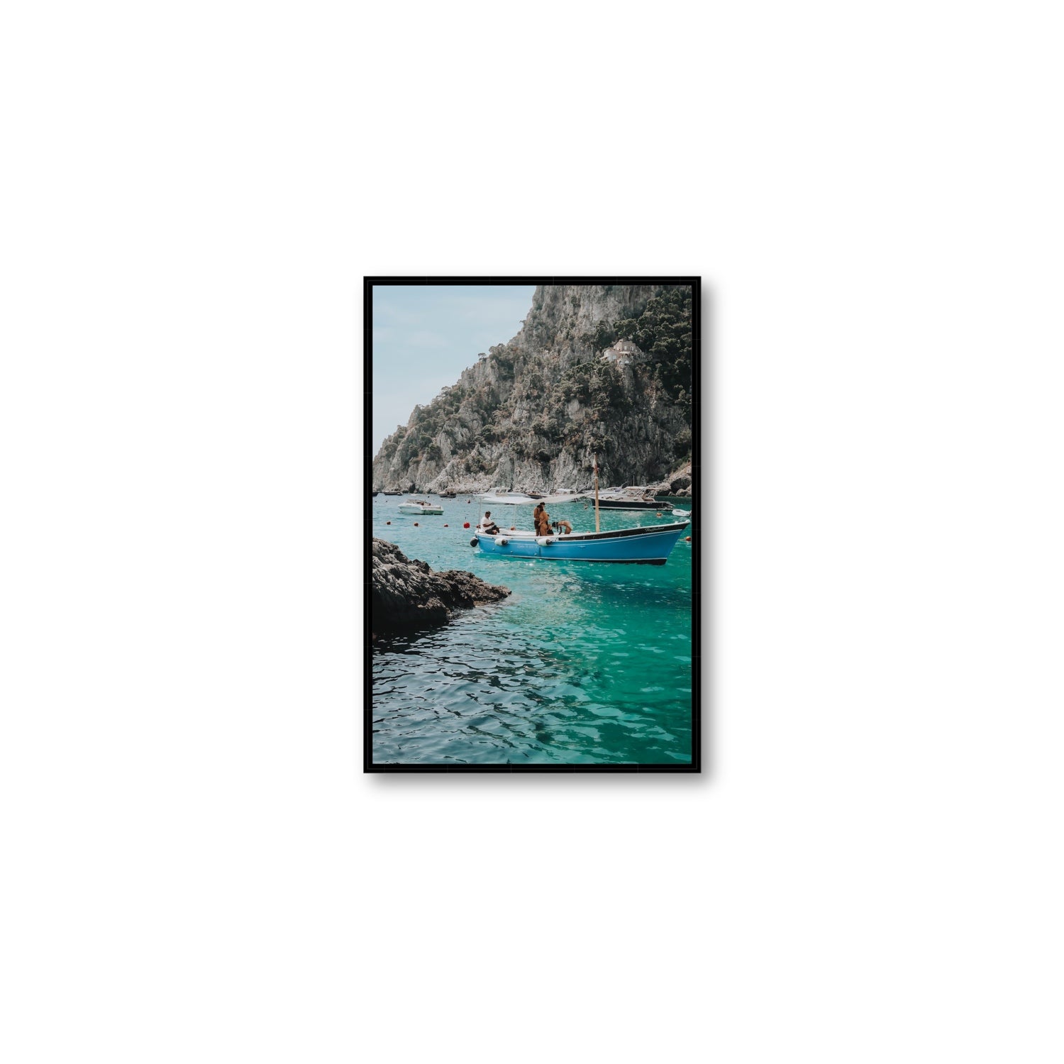 Emerald Escape fine art print, Capri, Italy, Medium, Black Float Frame, Fine Art Canvas