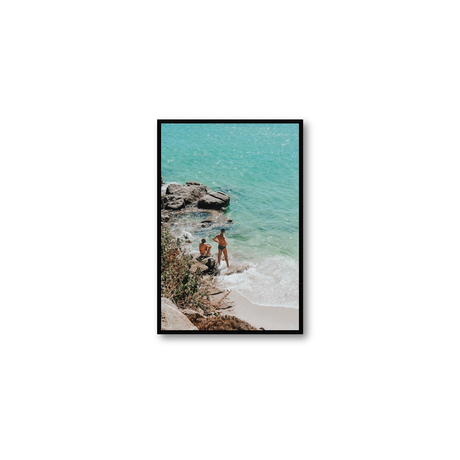 Scene Stealers Mykonos Greek island wall art Medium fine art canvas in black float frame