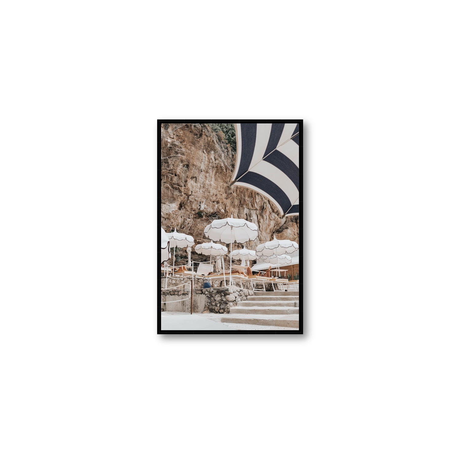 Rocky Refuge fine art print, Positano, Italy, Medium, Black Float Frame, Fine Art Canvas