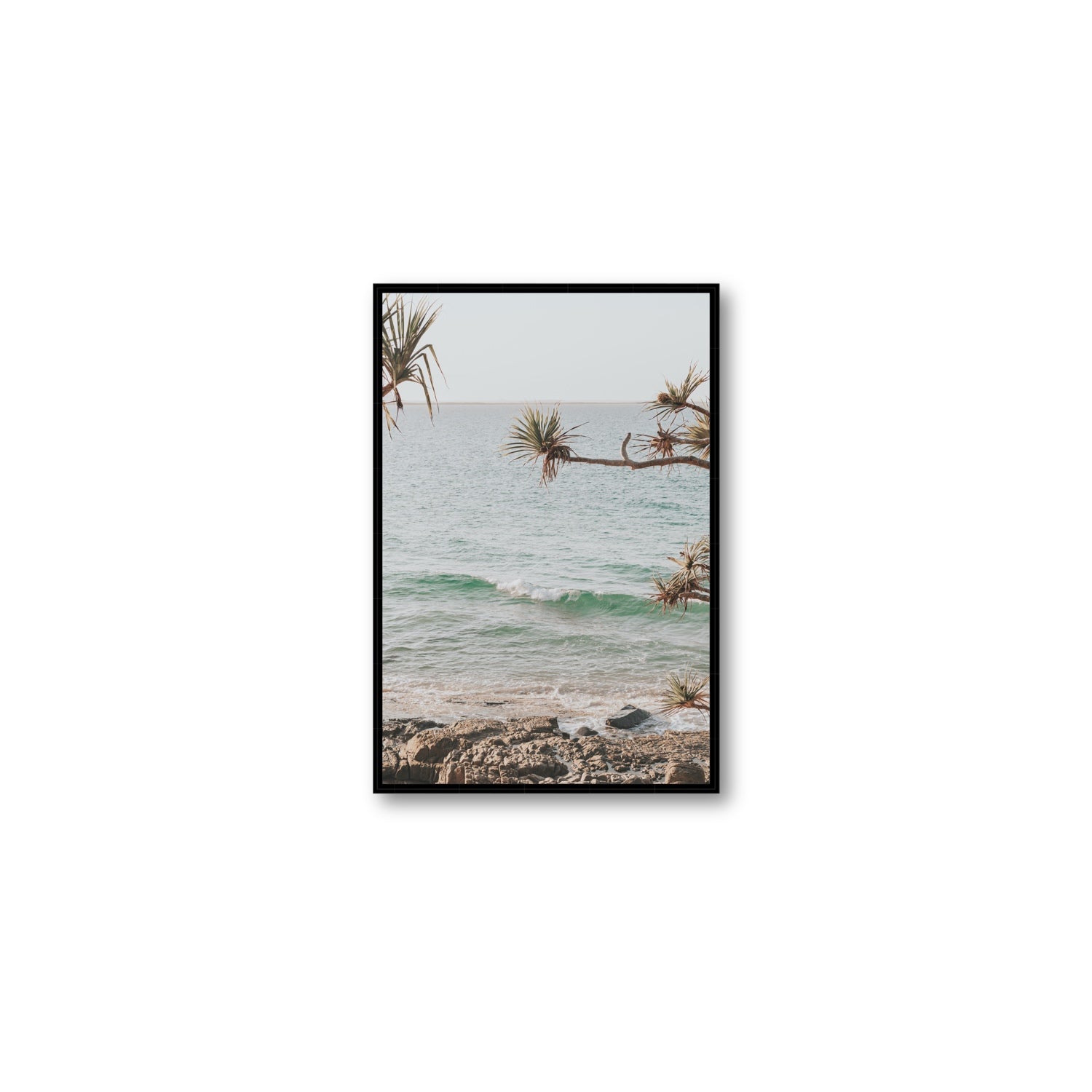 Good Vibrations fine art print, Noosa, Australia, coastal scenes artwork, Medium, Black Float Frame, Fine Art Canvas