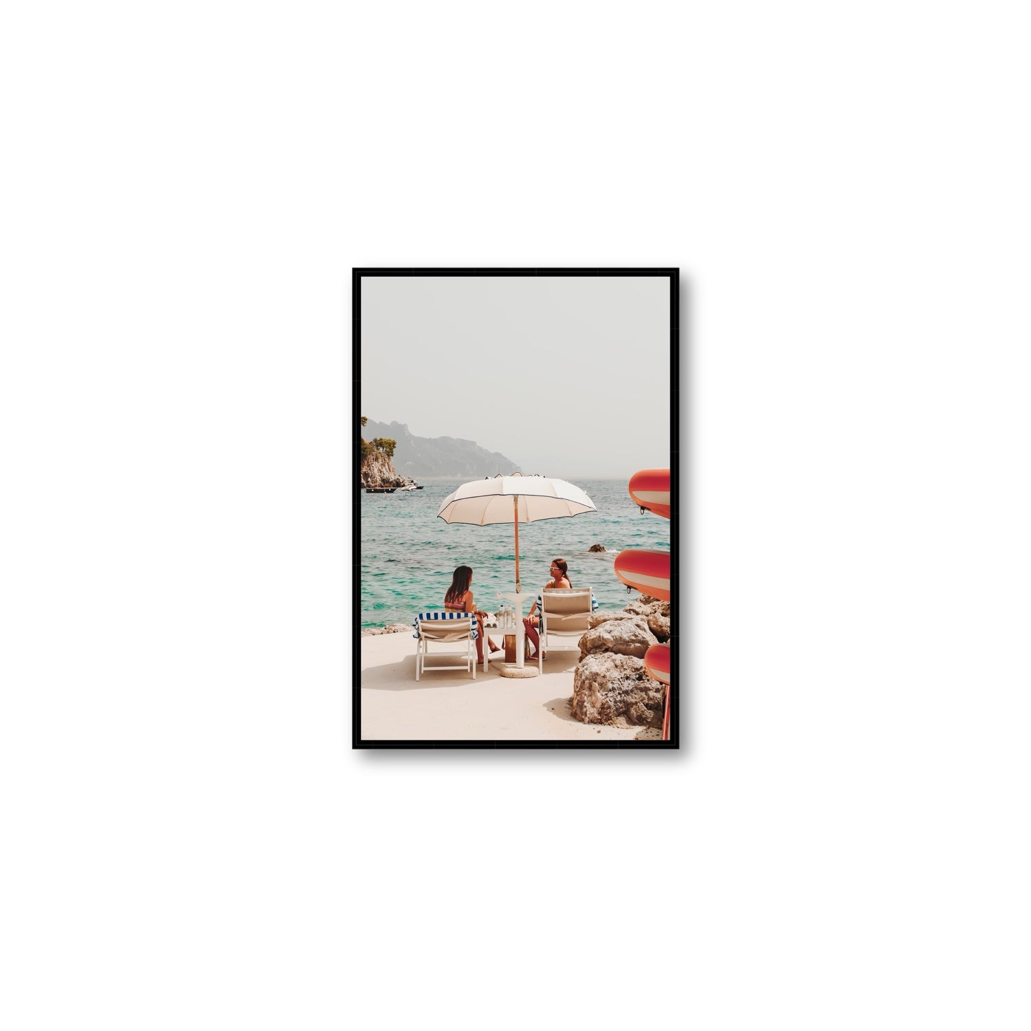 Salty Banter Amalfi Mediterranean wall art Medium fine art canvas in black float frame