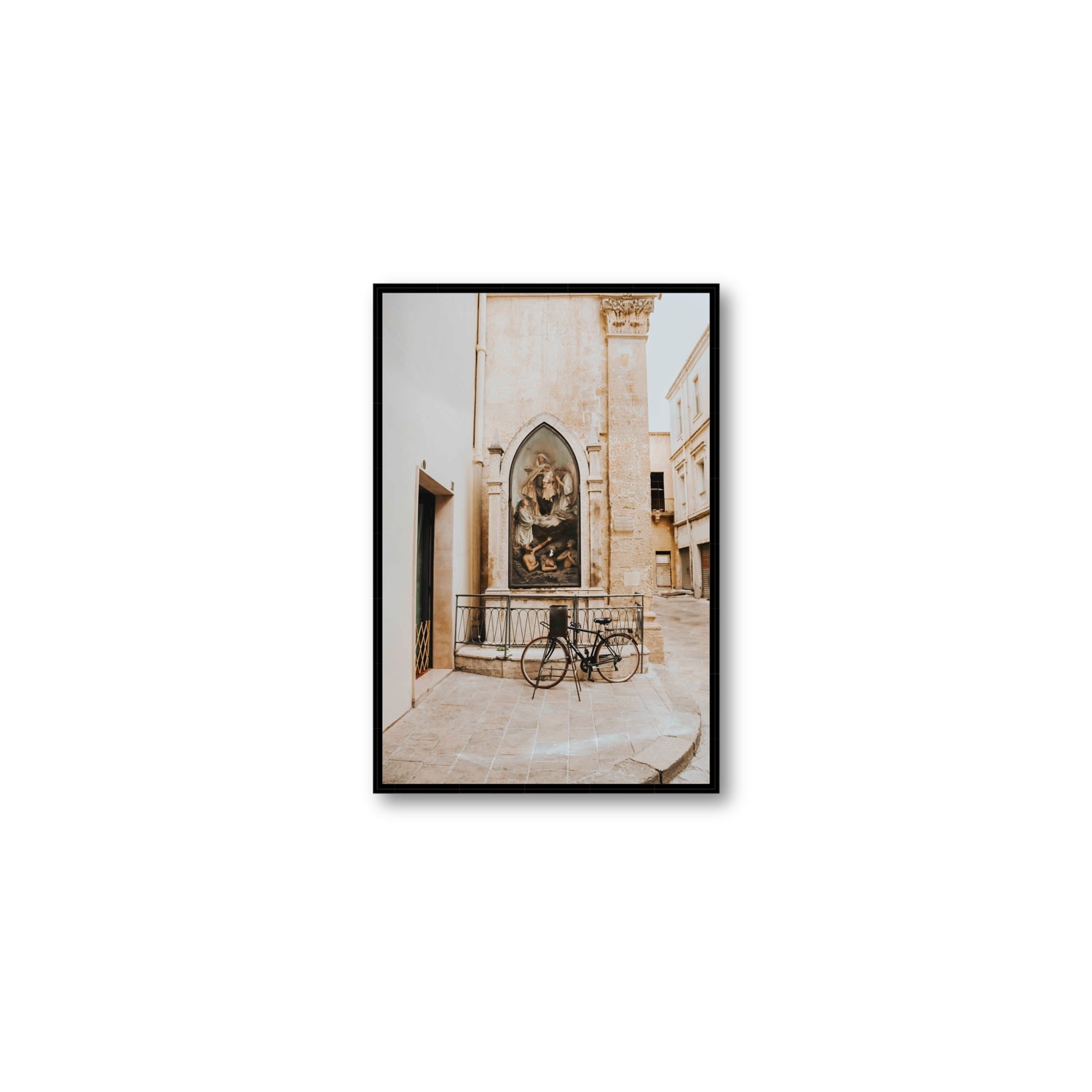 La Chiesa Puglia Otranto Italian wall art Medium fine art canvas in black float frame