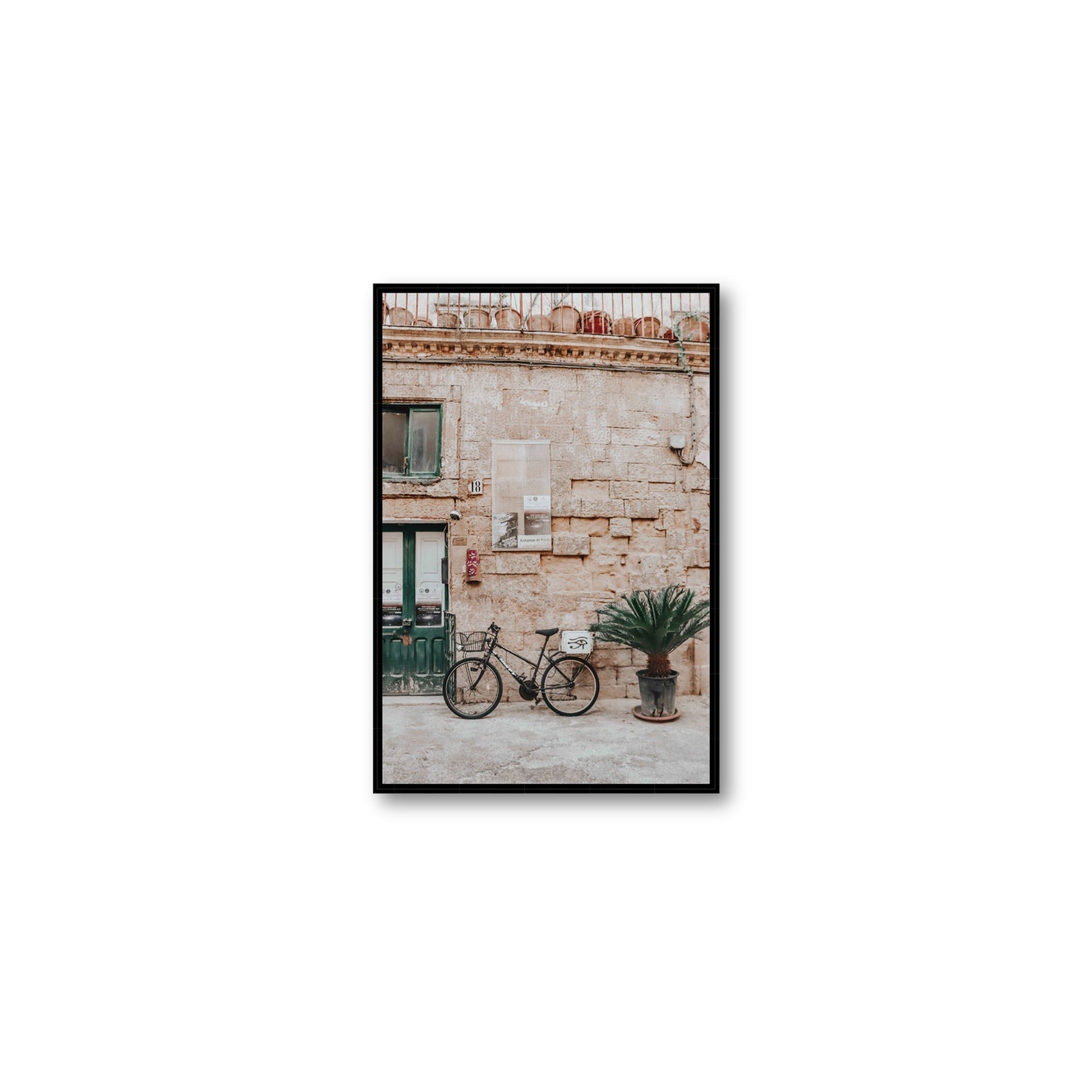 Salento Streets Puglia Lecce Italian wall art Medium fine art canvas in black float frame