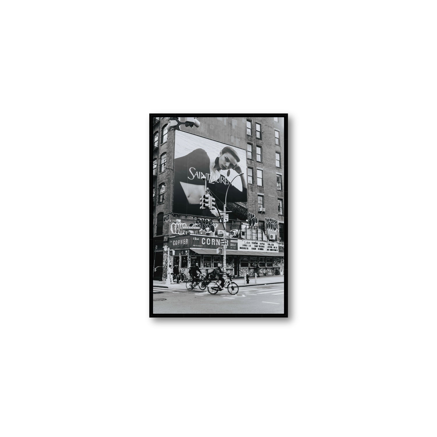 Runway To Rooftops New York NYC Black & White wall art Medium fine art canvas in black float frame