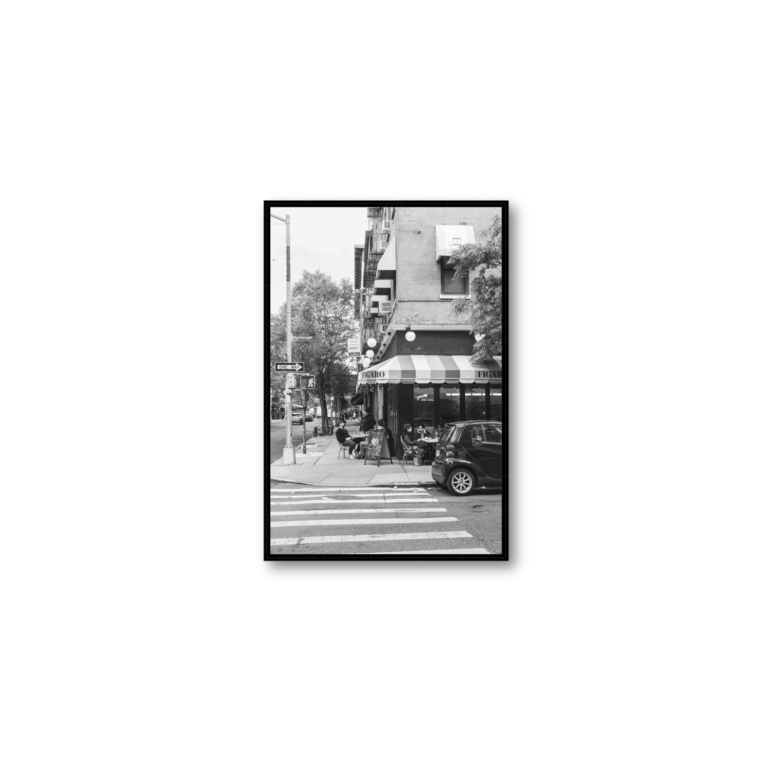 Figaro New York NYC Black & White wall art Medium fine art canvas in black float frame