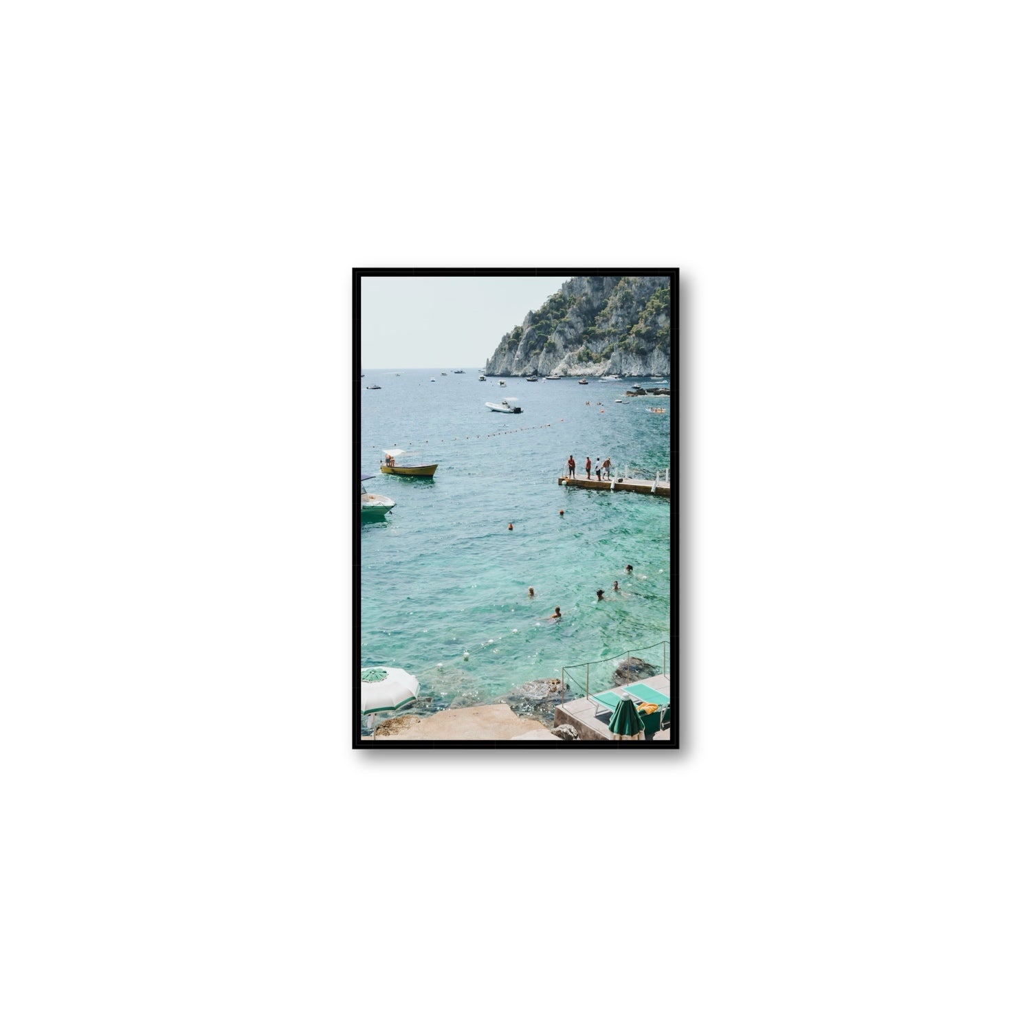 Delizia Pomeridiana Capri coastal wall art Medium fine art canvas in black float frame