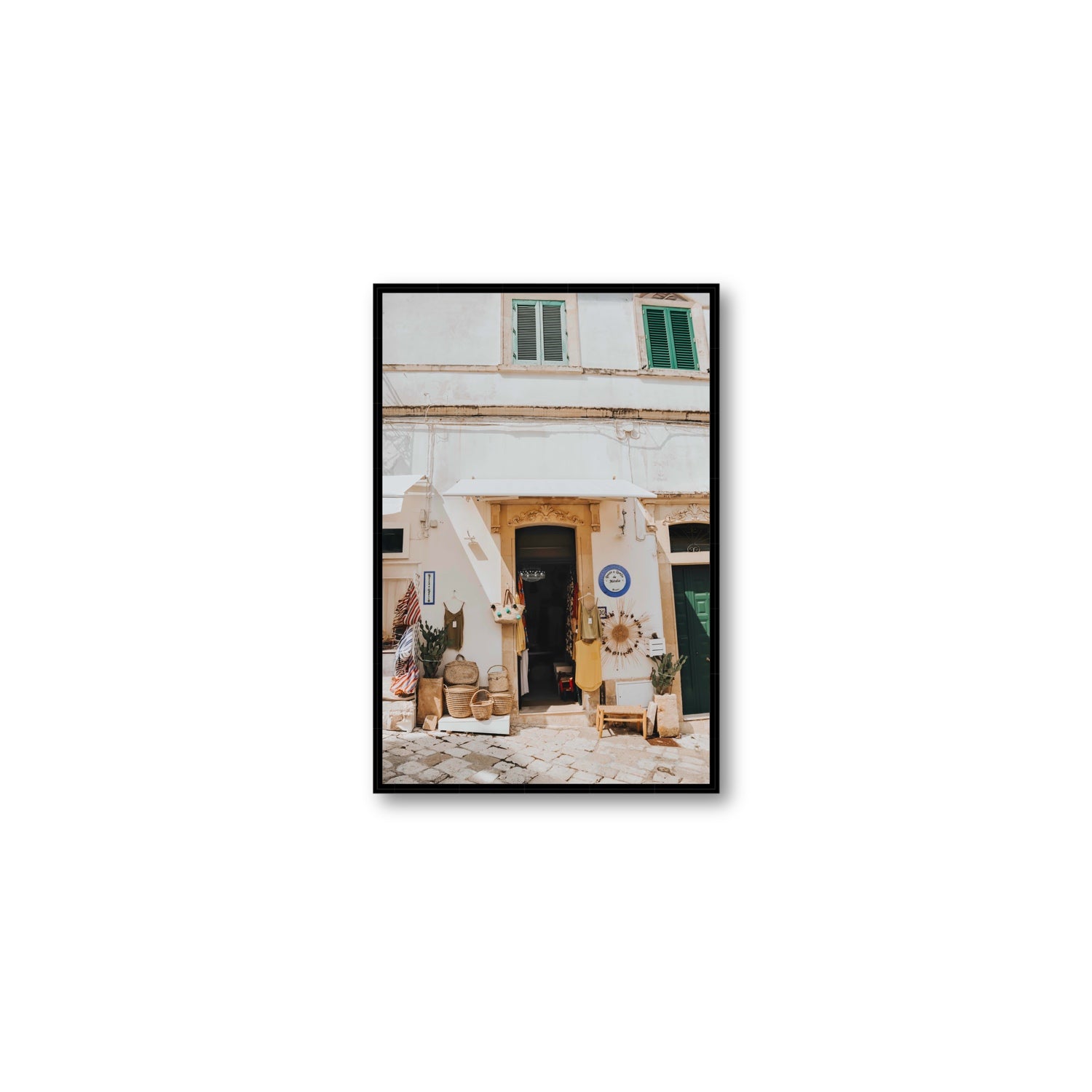 Artisan Ambience Puglia Italian wall art Medium fine art canvas in black float frame