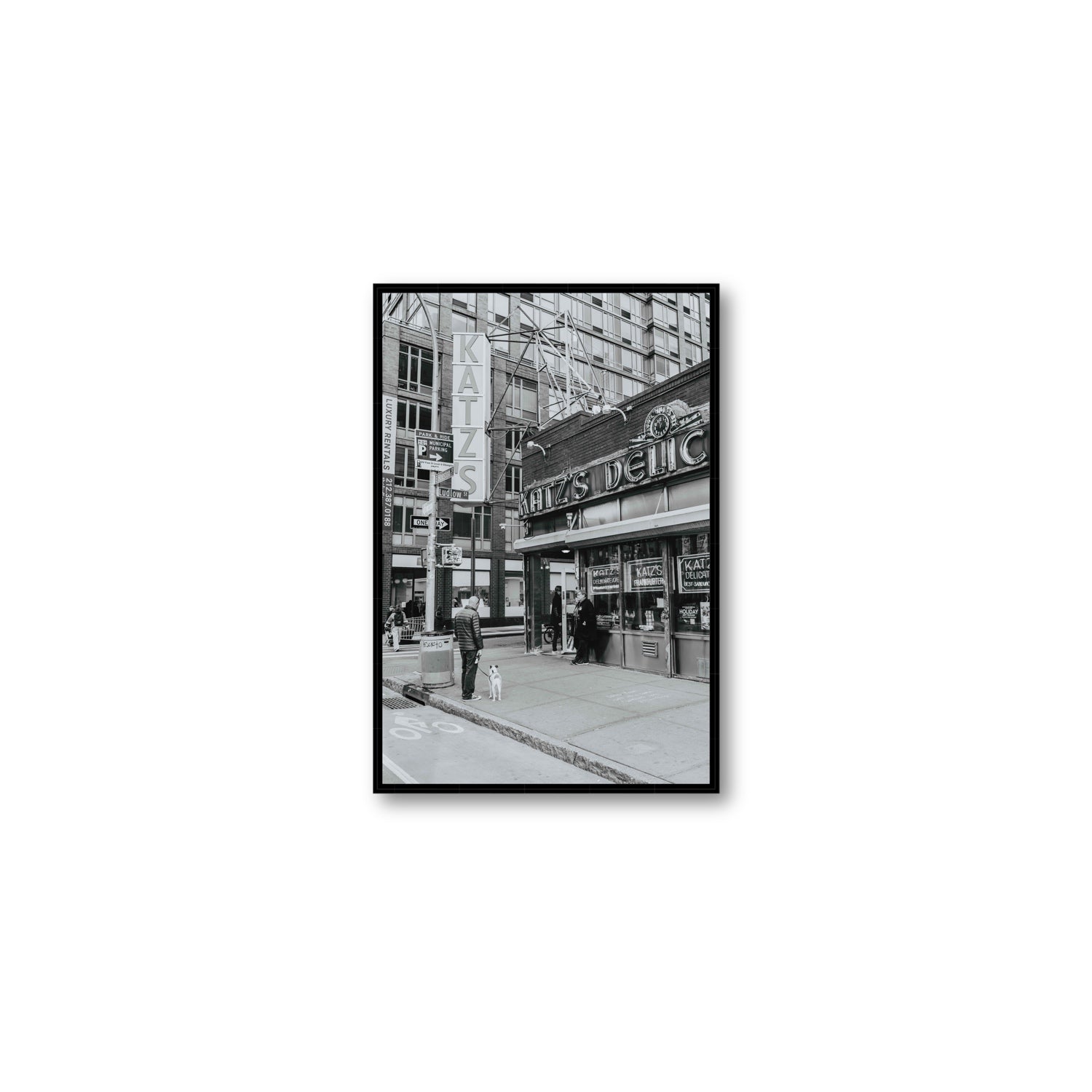Graphite Gotham New York NYC Black & White wall art Medium fine art canvas in black float frame
