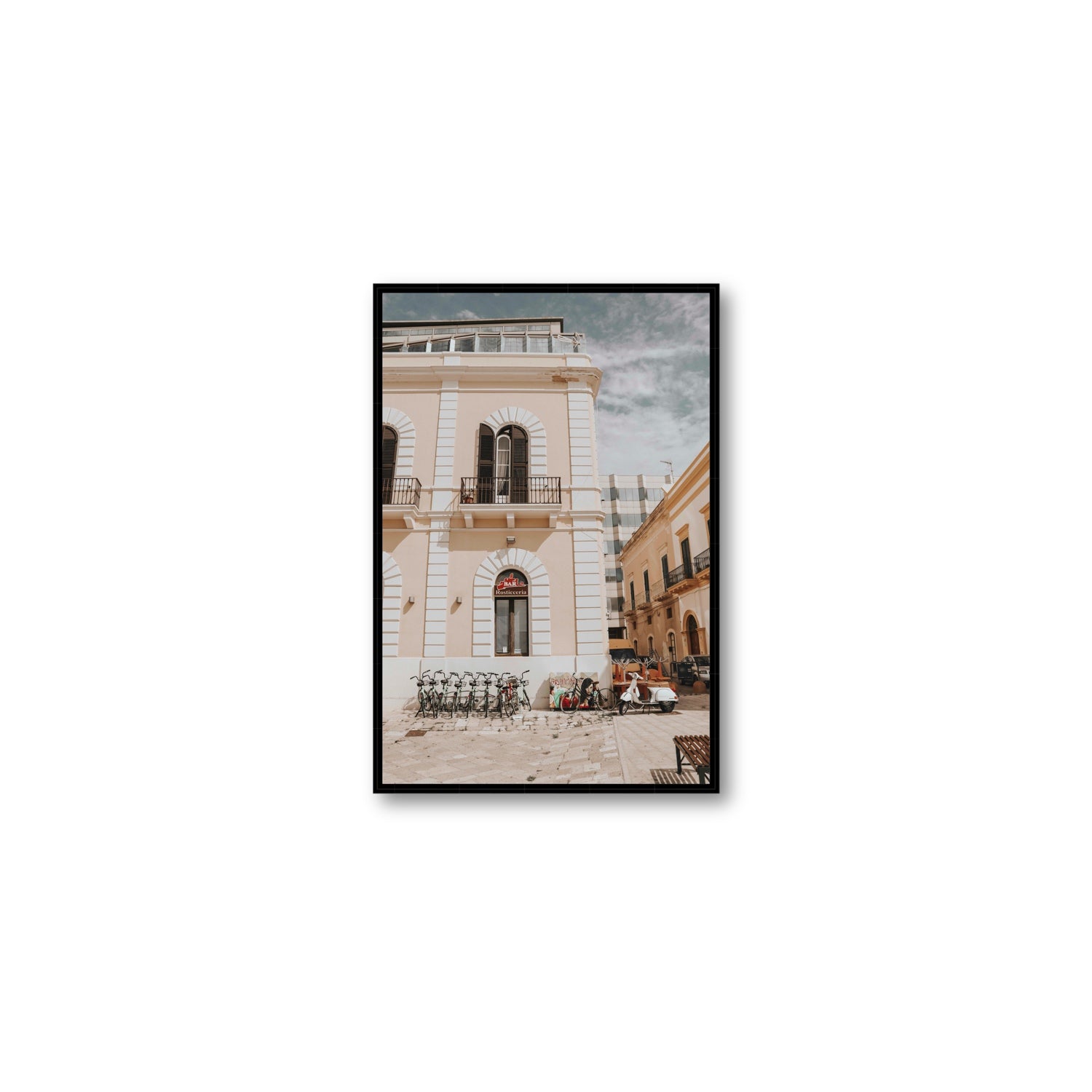 Rosticceria Puglia Italian wall art Medium fine art canvas in black float frame