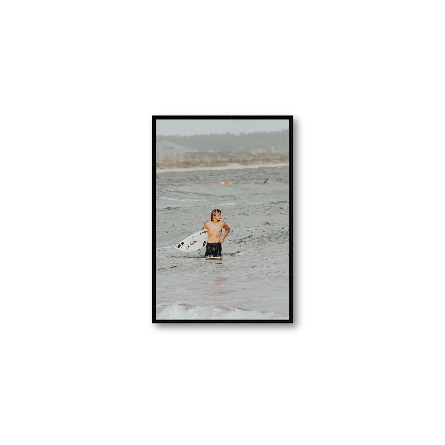 Chasing Mavericks Byron Bay Surf coastal wall art Medium fine art canvas in black float frame