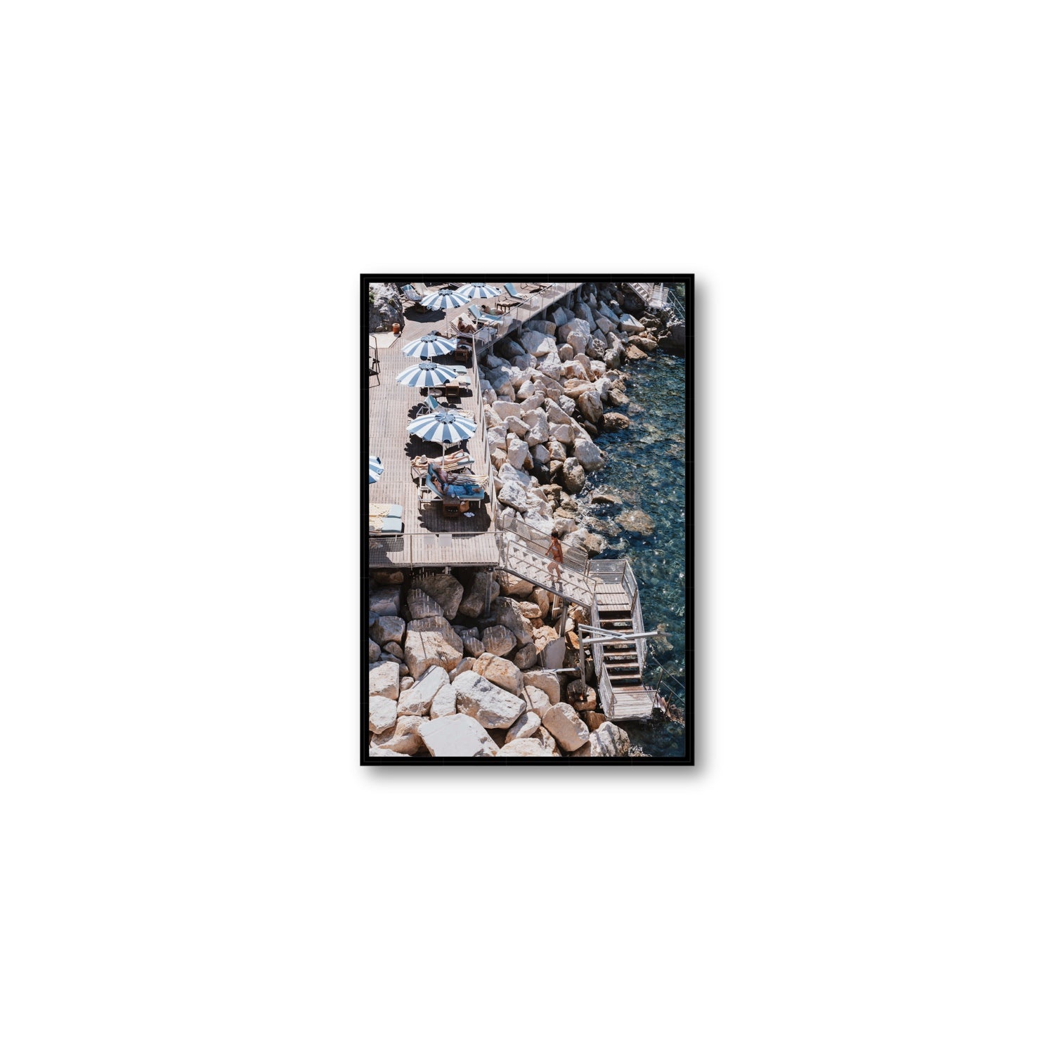 Life On The Shore fine art print, Ischia, Italy, Medium, Black Float Frame, Fine Art Canvas