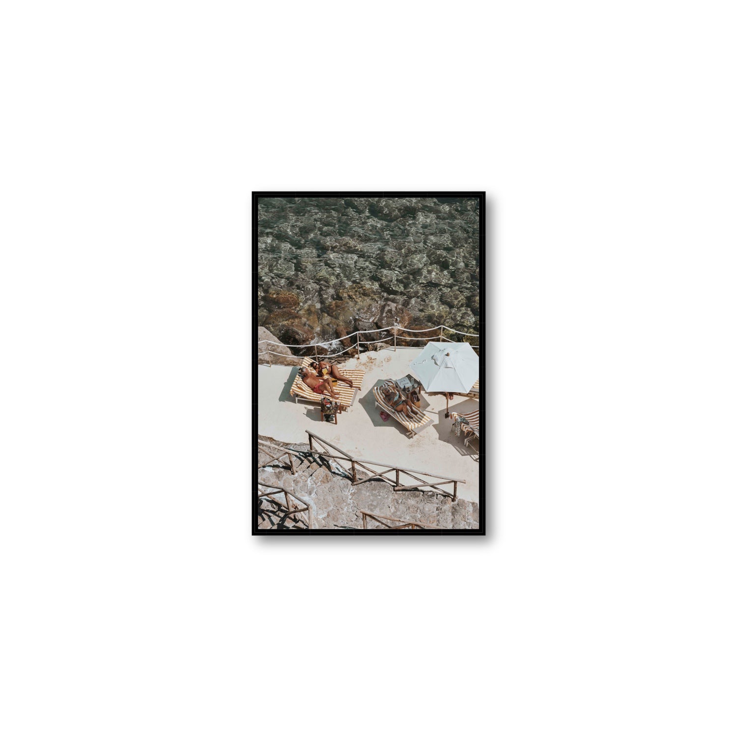 Lounge Lizards Tuscany Italian decor wall art Medium fine art canvas in black float frame