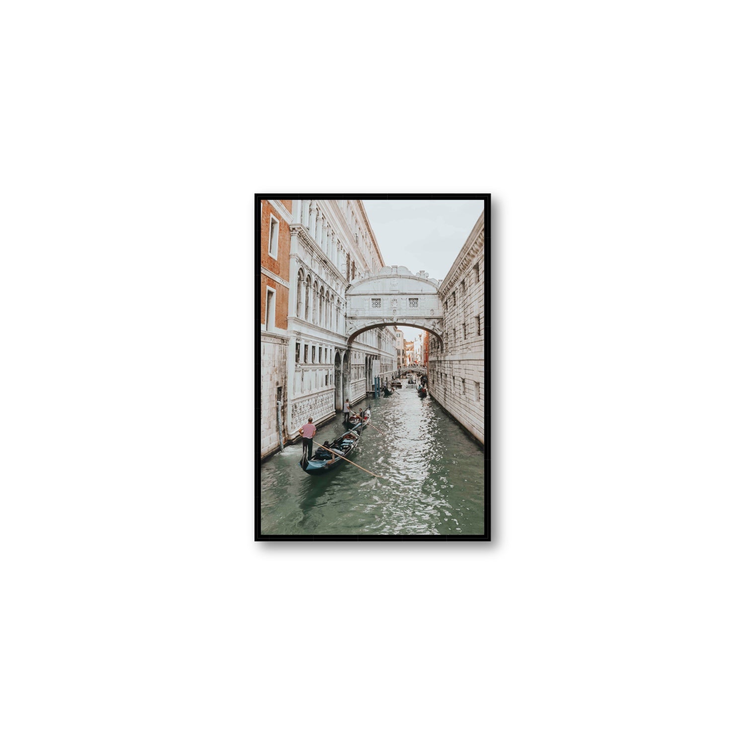 Bridge of Sighs Venice Gondola Italian wall art Medium fine art canvas in black float frame