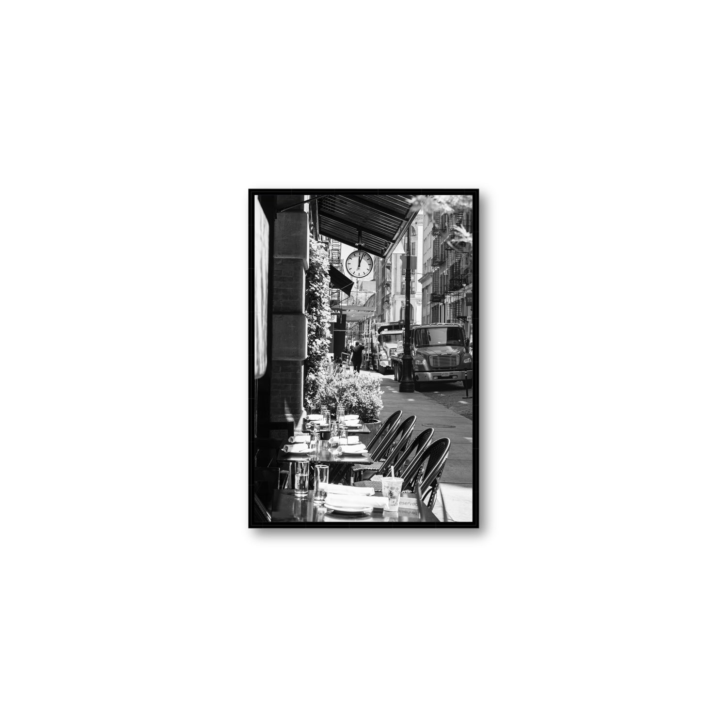 Mercer Street New York NYC Black & White wall art Medium fine art canvas in black float frame