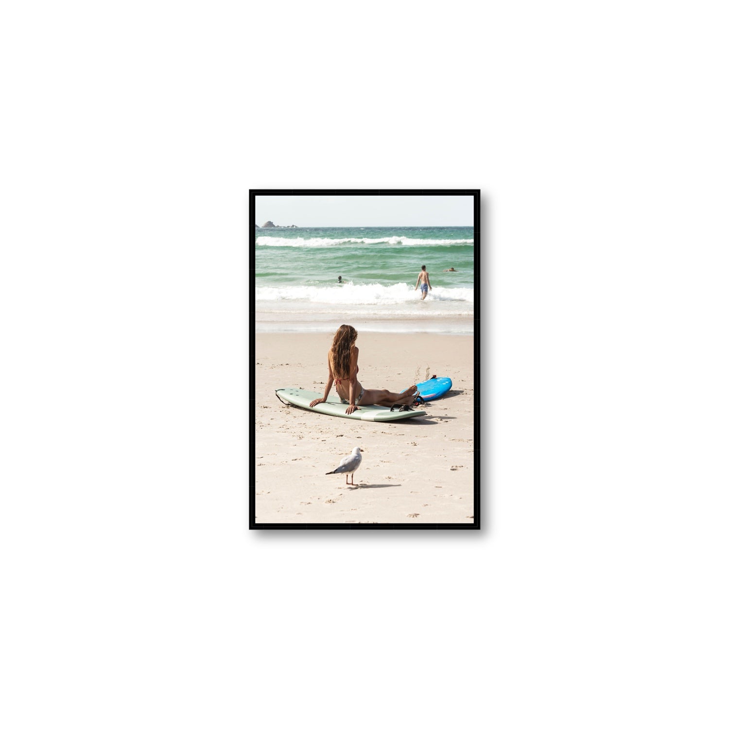 Carissa Byron Bay Surf coastal wall art Medium fine art canvas in black float frame