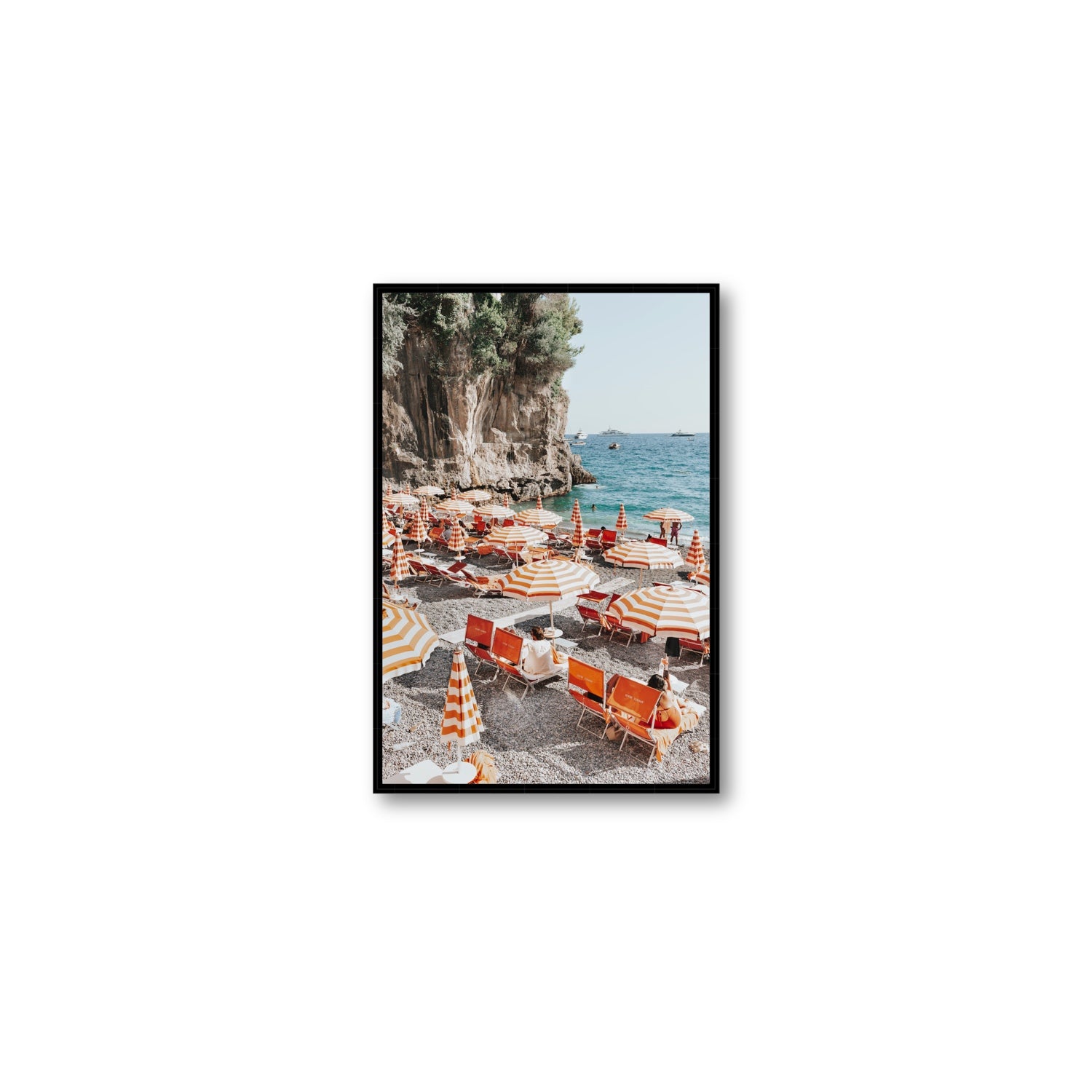 Tangerine Dream fine art print, Positano, Italy, Medium, Black Float Frame, Fine Art Canvas