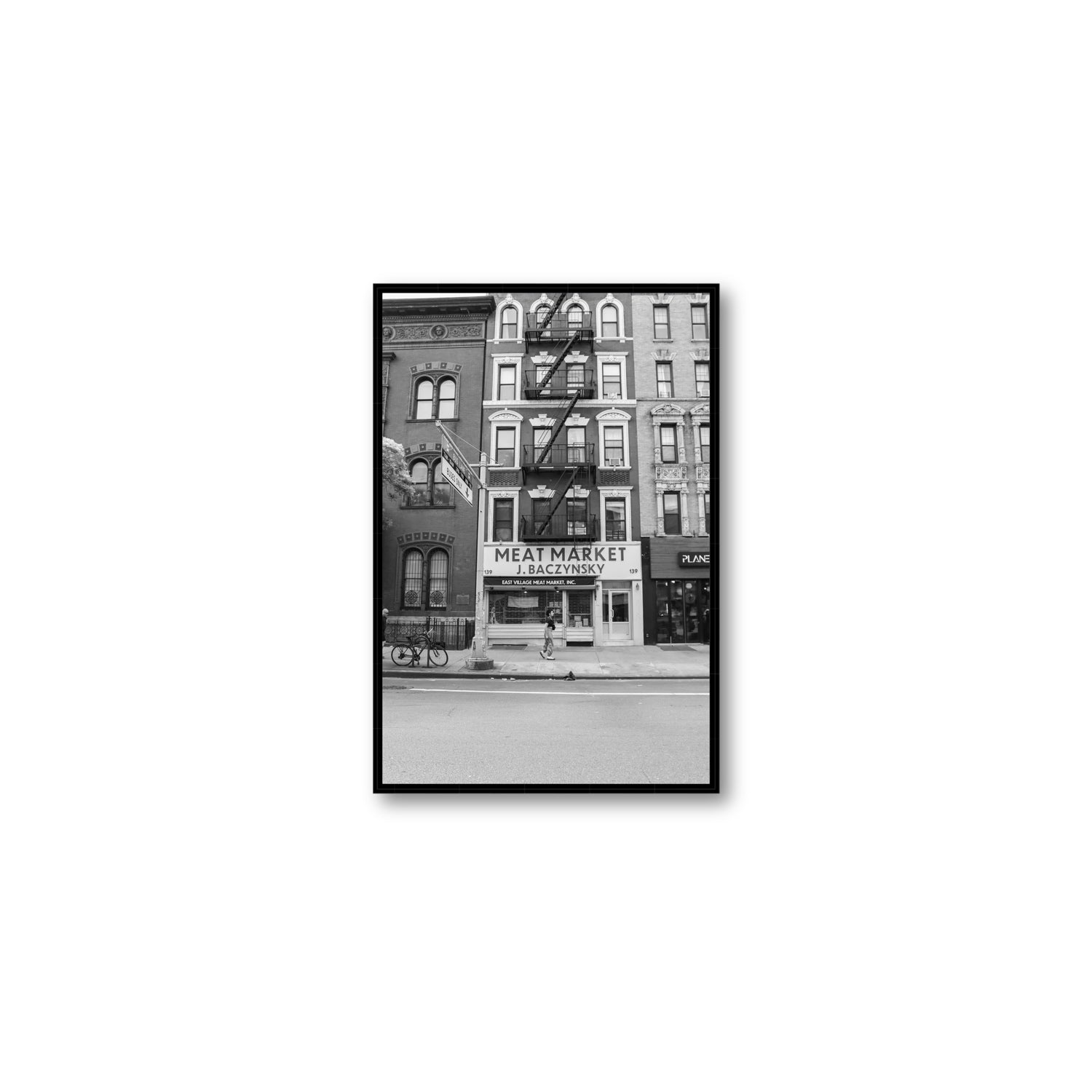 Vertical Village New York NYC Black & White wall art Medium fine art canvas in black float frame