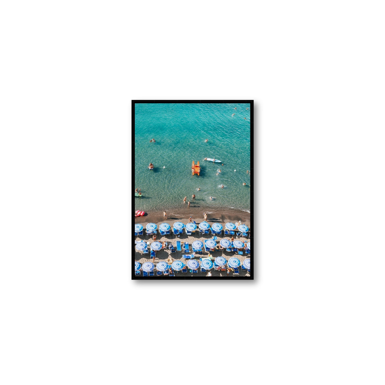 Aquamarine Oasis Sorrento Italian coastal wall art Medium fine art canvas in black float frame