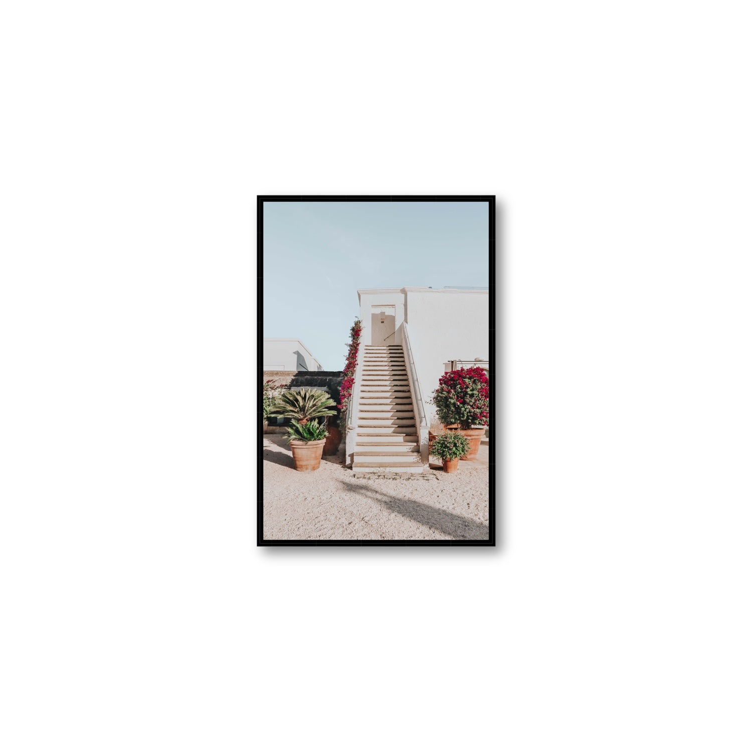 Tranquil Ascent Puglia Italian wall art Medium fine art canvas in black float frame