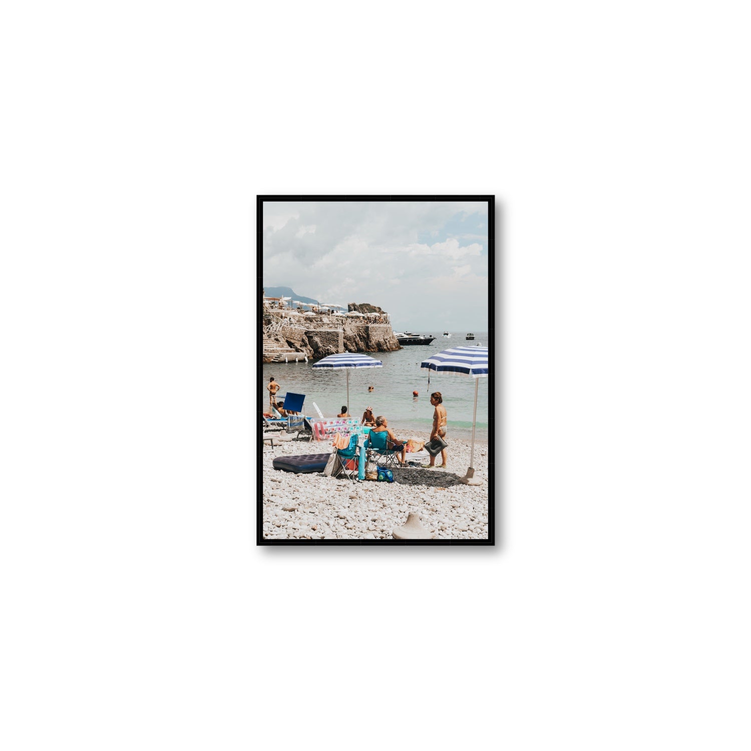 Couple Goals Nerano Amalfi Coast coastal wall art Medium fine art canvas in black float frame