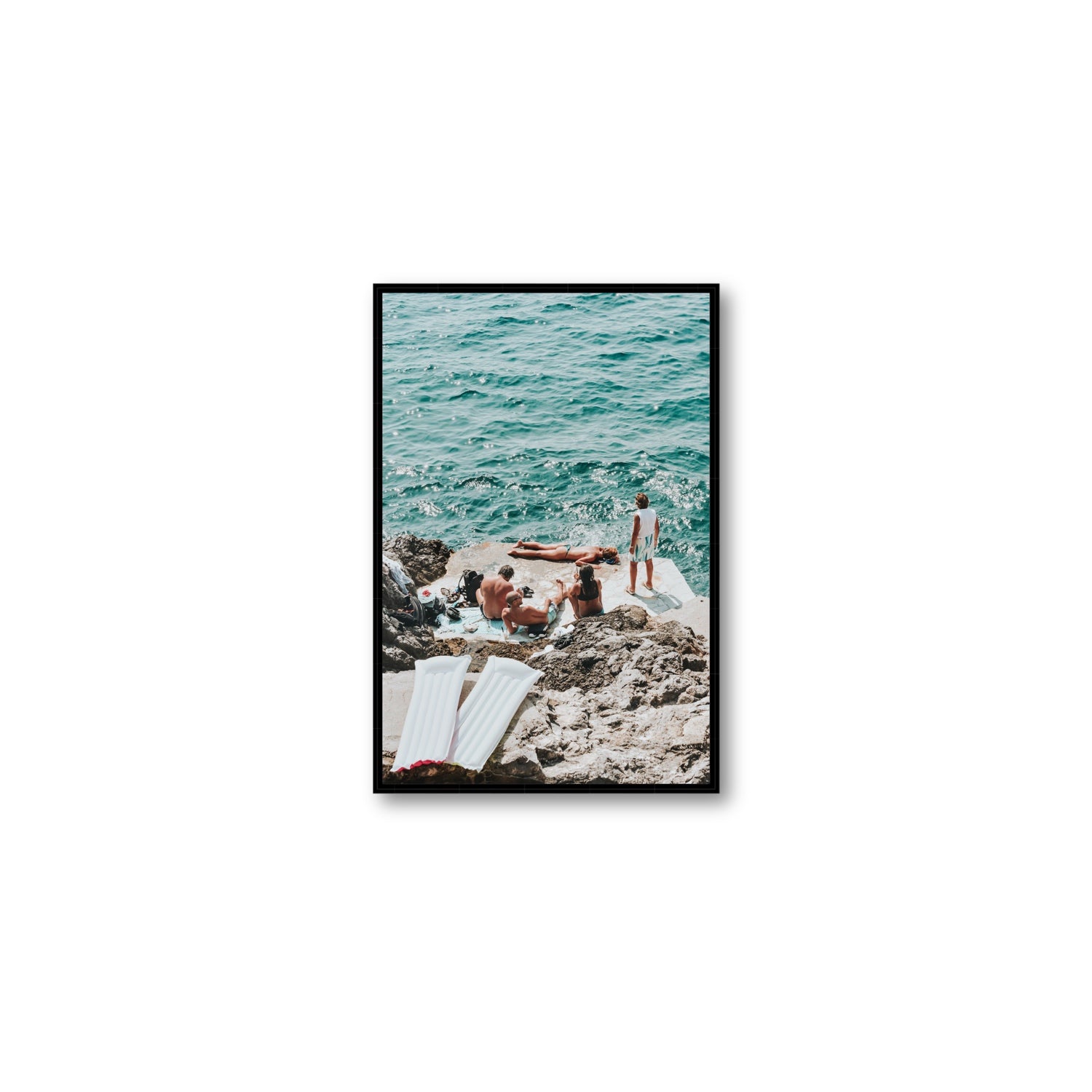 Gli Amici Praiano Amalfi Coast coastal wall art Medium fine art canvas in black float frame