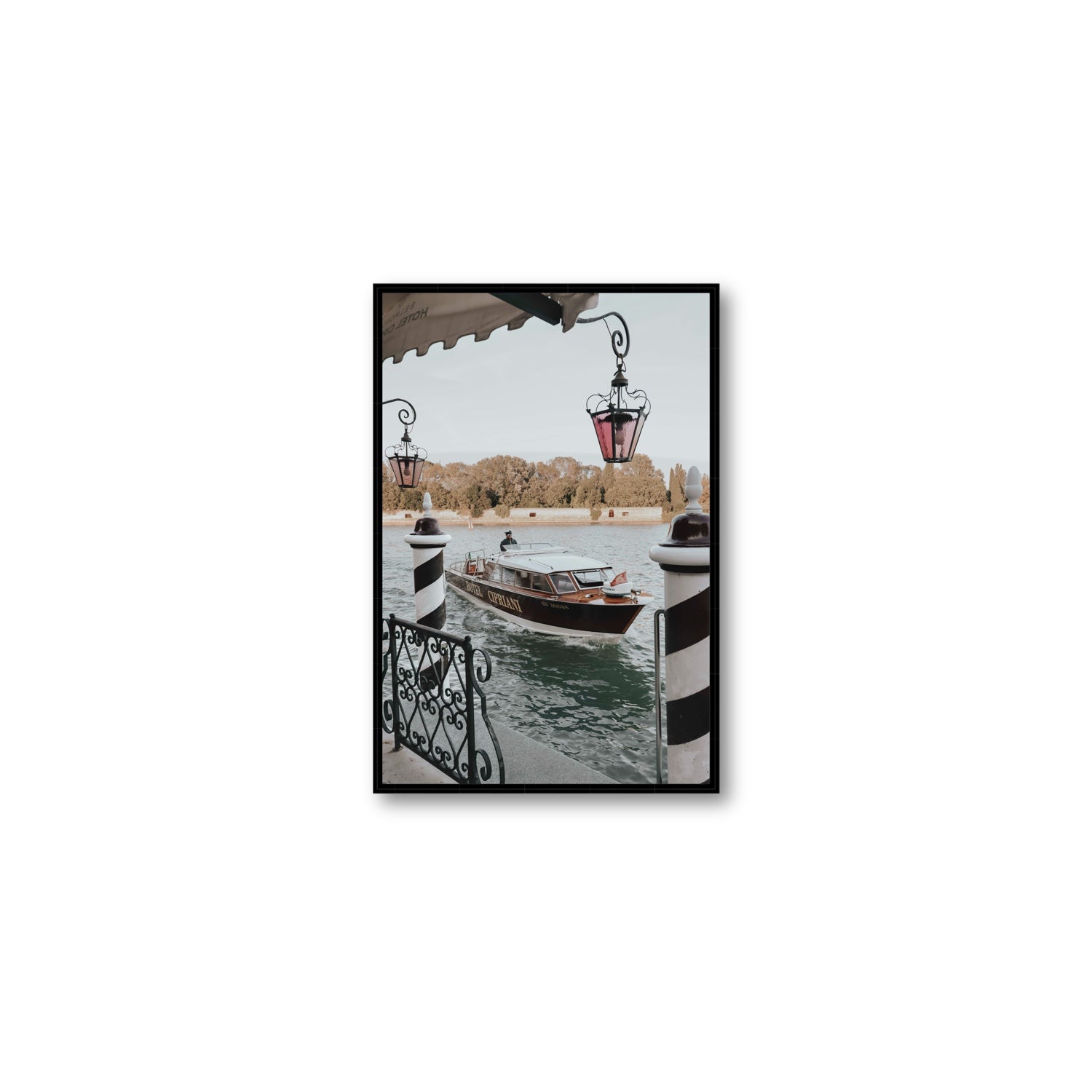 Taxi Shuttle Venice wall art Medium fine art canvas in black float frame