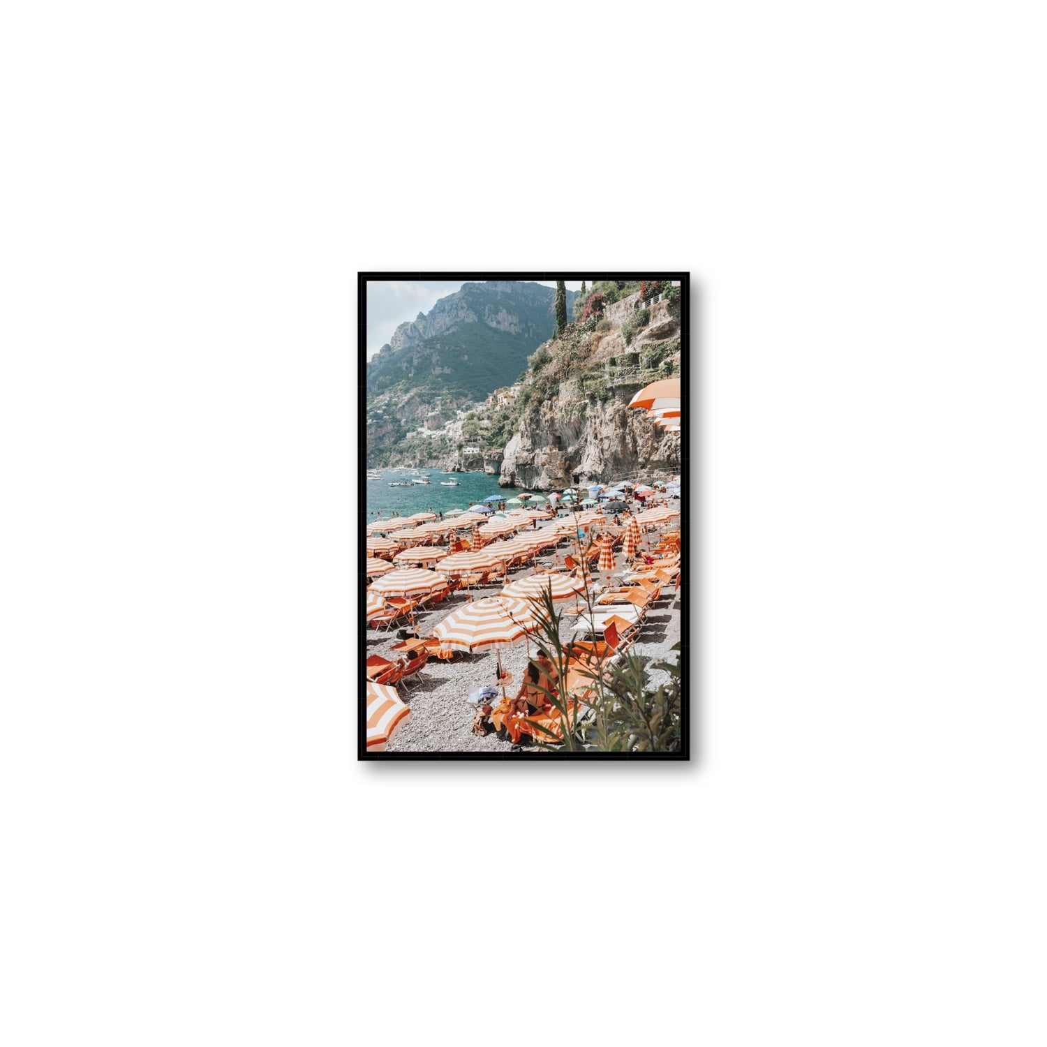Bagni d'Arienzo Positano decor wall art Medium fine art canvas in black float frame
