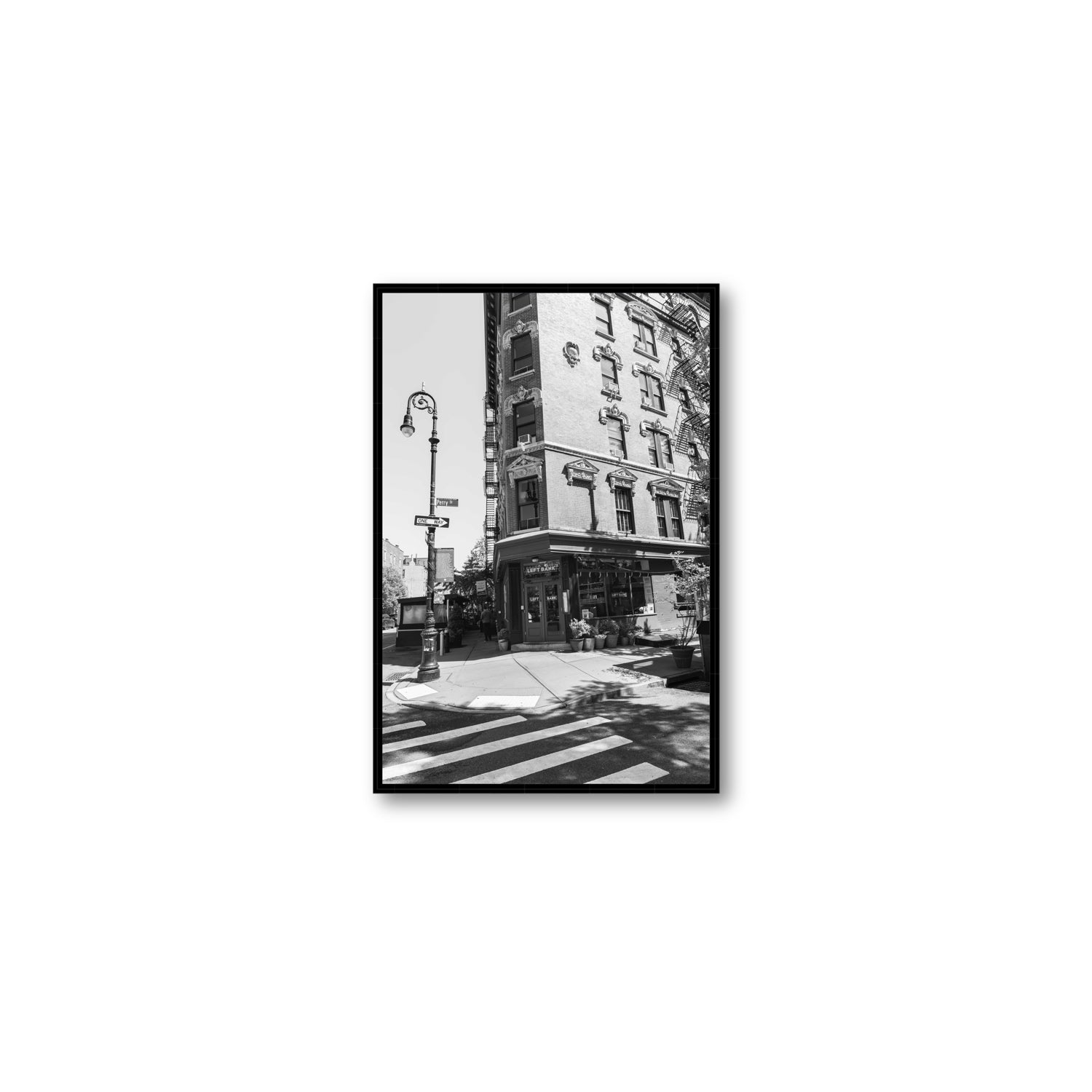 Parisian On Perry New York NYC Black & White wall art Medium fine art canvas in black float frame