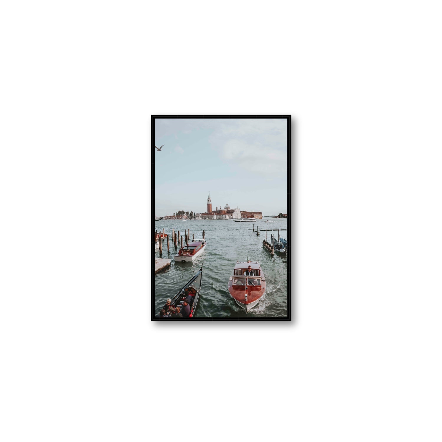 Galleggiante Venice Italian wall art Medium fine art canvas in black float frame